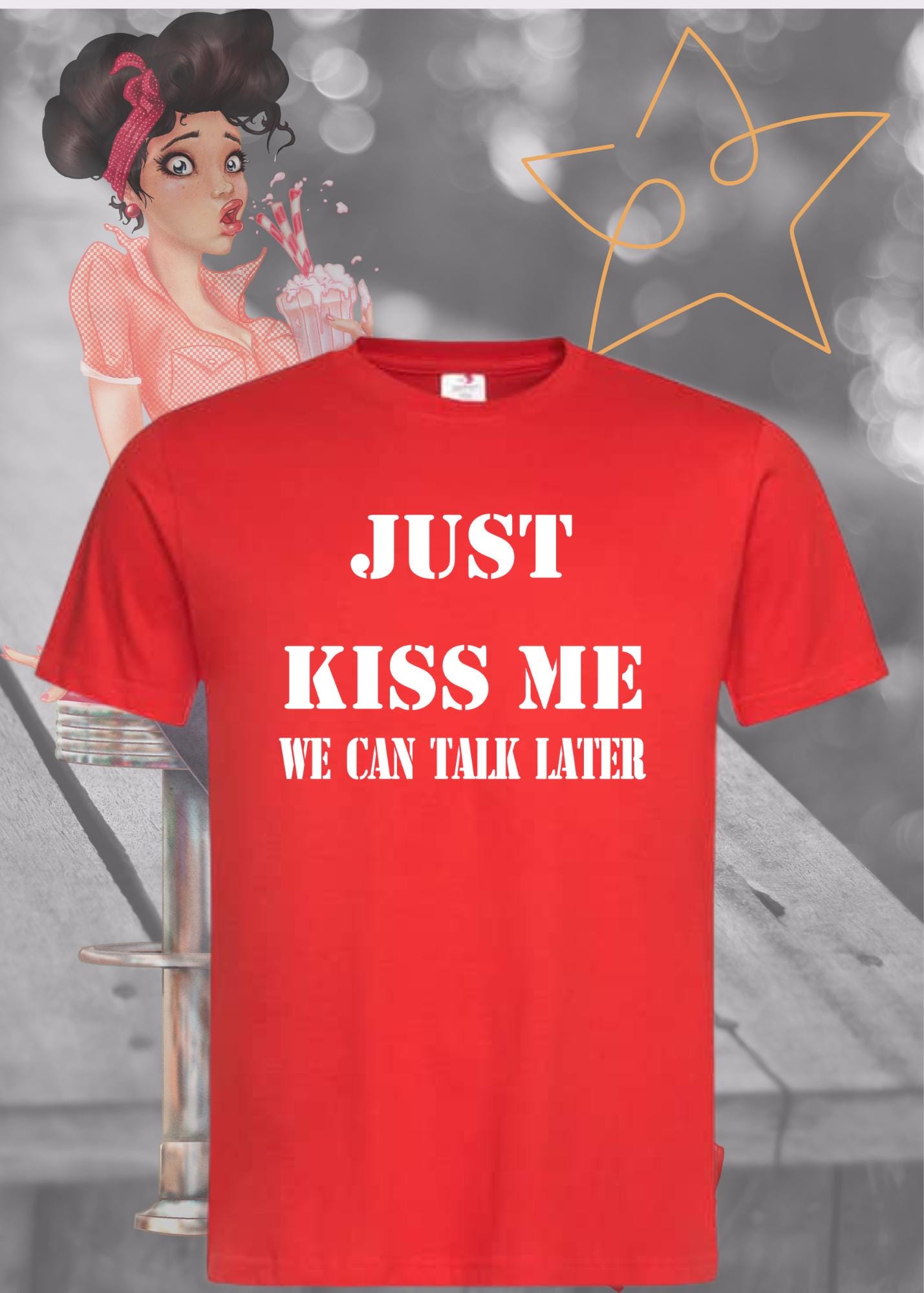๐ T-Shirt Just kiss me we can talk later ๐ Lustige Sprรผche T-Shirt ๐ Geschenkidee T-Shirt ๐ Witzige T-Shirts Unisex ๐ Viele Farben und Grรถรen ๐