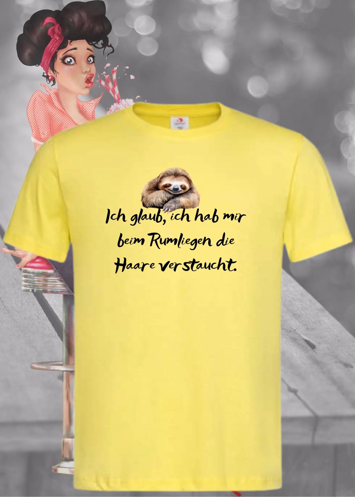 🦥 T-Shirt 'Ich glaube ich hab mir beim Rumliegen die Haare verstaucht' 😴 - Witziges Faultier-Shirt 😂