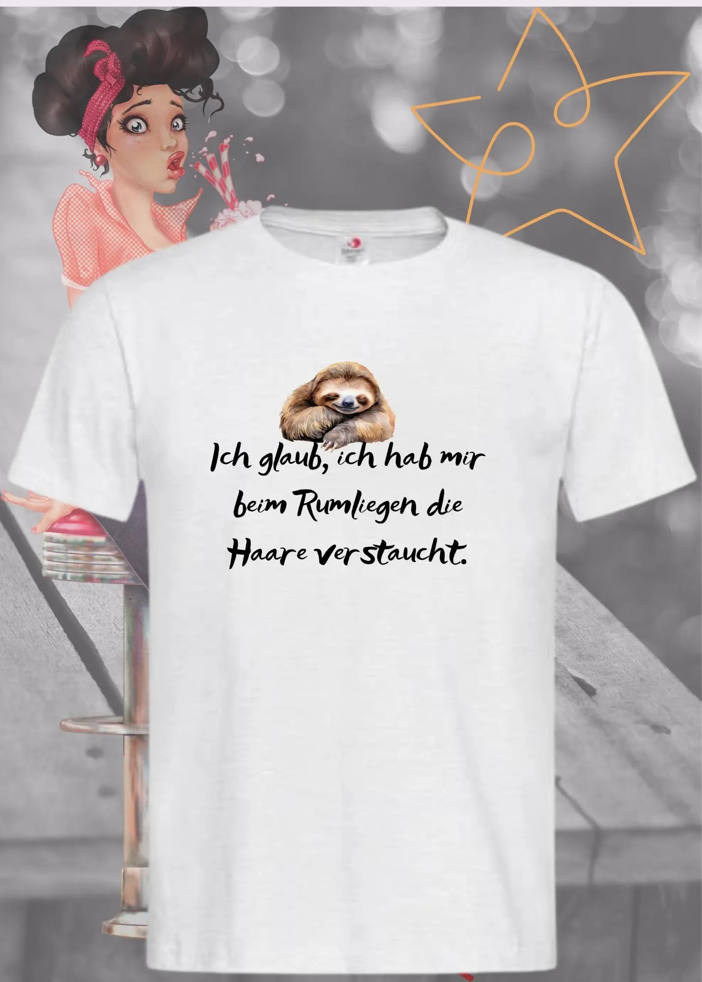 🦥 T-Shirt 'Ich glaube ich hab mir beim Rumliegen die Haare verstaucht' 😴 - Witziges Faultier-Shirt 😂