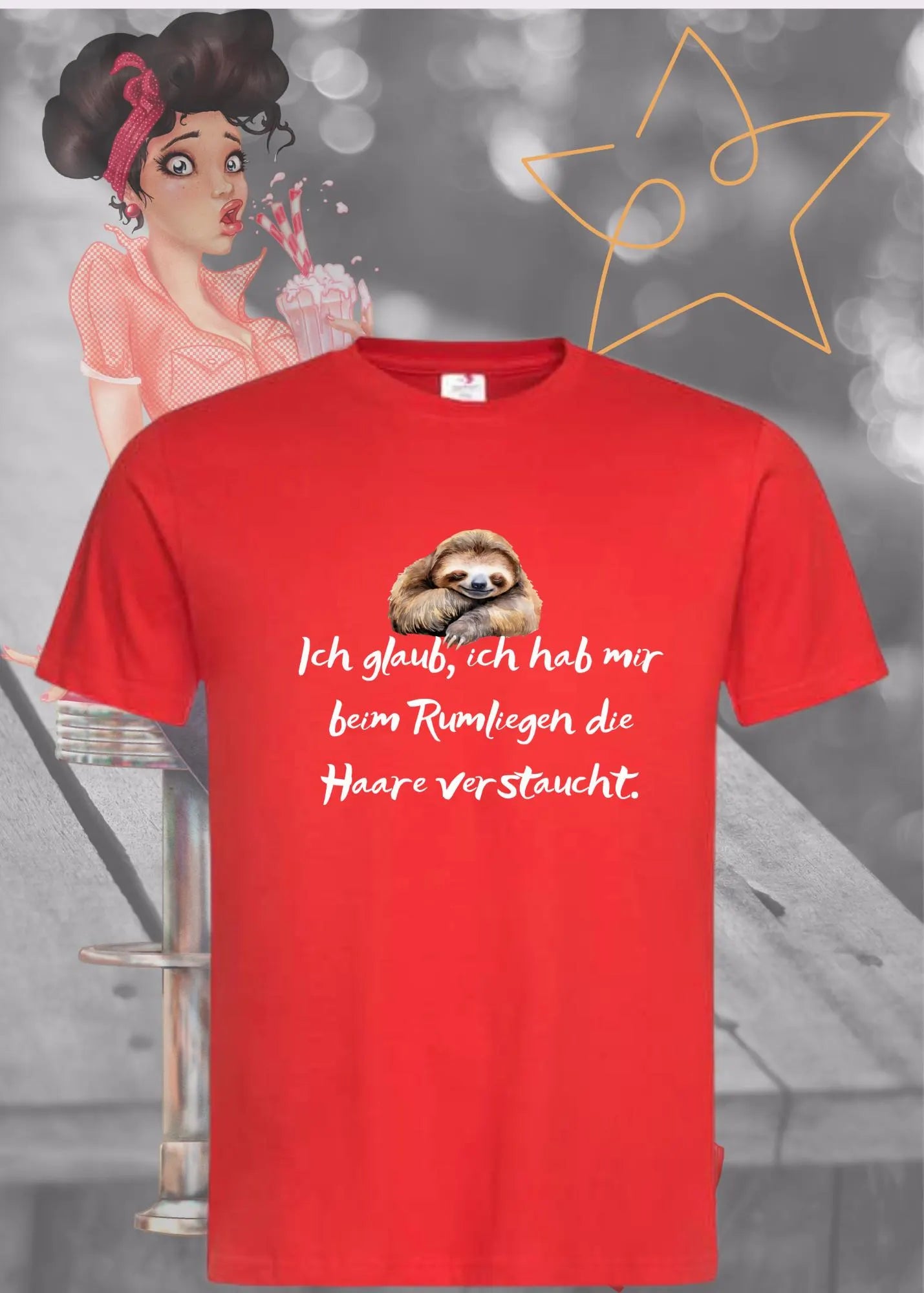 🦥 T-Shirt 'Ich glaube ich hab mir beim Rumliegen die Haare verstaucht' 😴 - Witziges Faultier-Shirt 😂