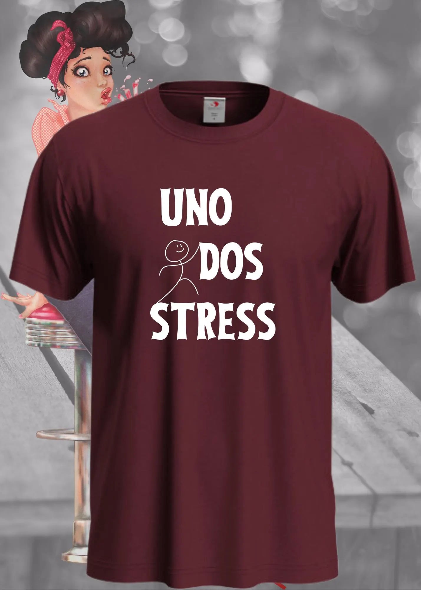 😌 Unisex T-Shirt 'Uno Dos Stress' - Anti-Stress Humor für Entspannte 🧘♀️