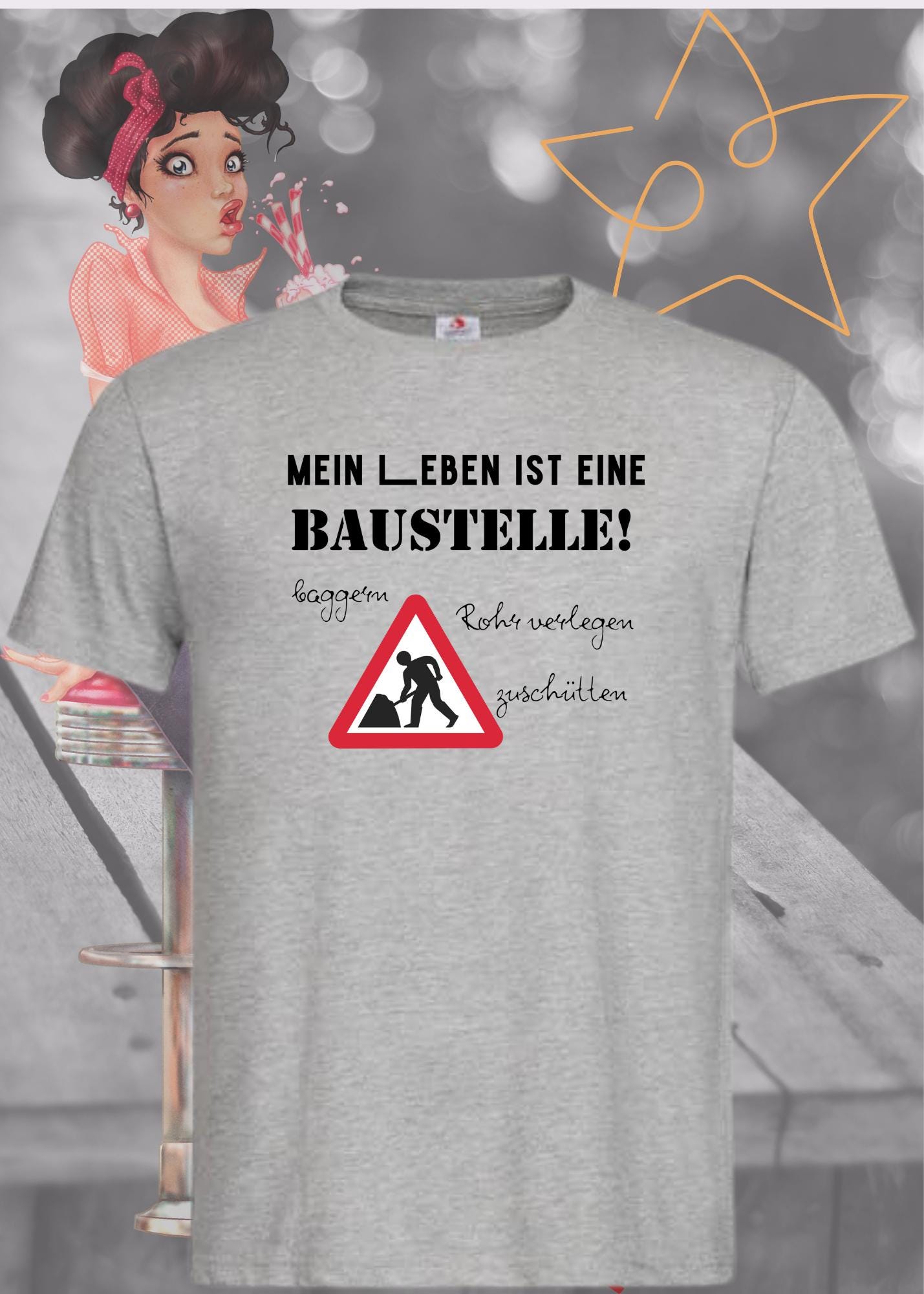 🚧 Herren T-Shirt Mein Leben ist eine Baustelle: baggern, rohr verlegen, zuschütten 🏗️ Geschenkidee T-Shirt 🎁 Lustige Sprüche 😂 Witziges T-Shirt 👷♂️