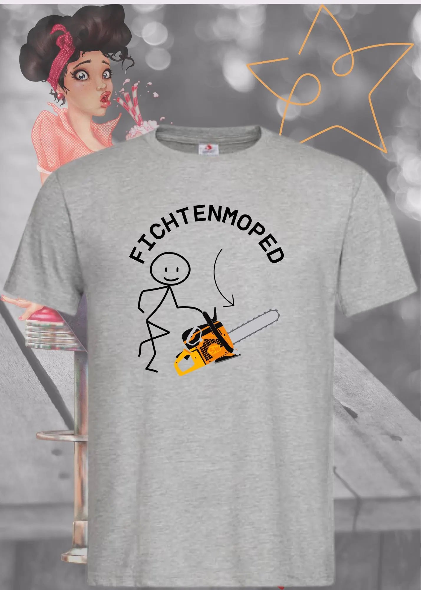 🪚 Fichtenmoped Kettensäge T-Shirt - Holzfäller Humor & Waldarbeit 🌲