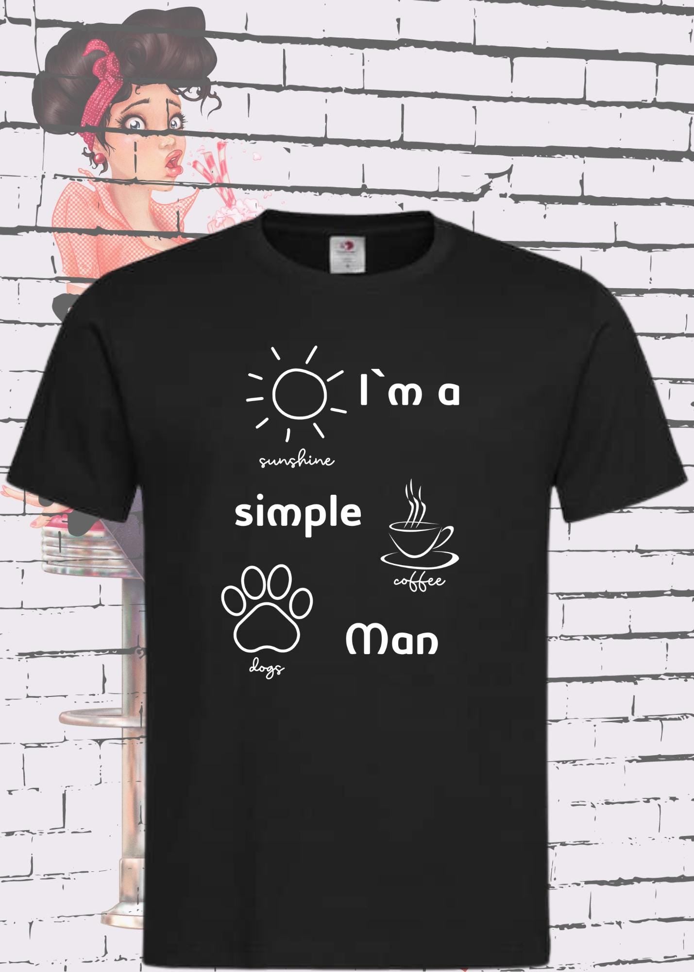 π¨ Herren T-Shirt I'm a simple Man β Kaffee Sonnenschein Hunde π Witziges Statement Shirt π Lustiges Geschenk π