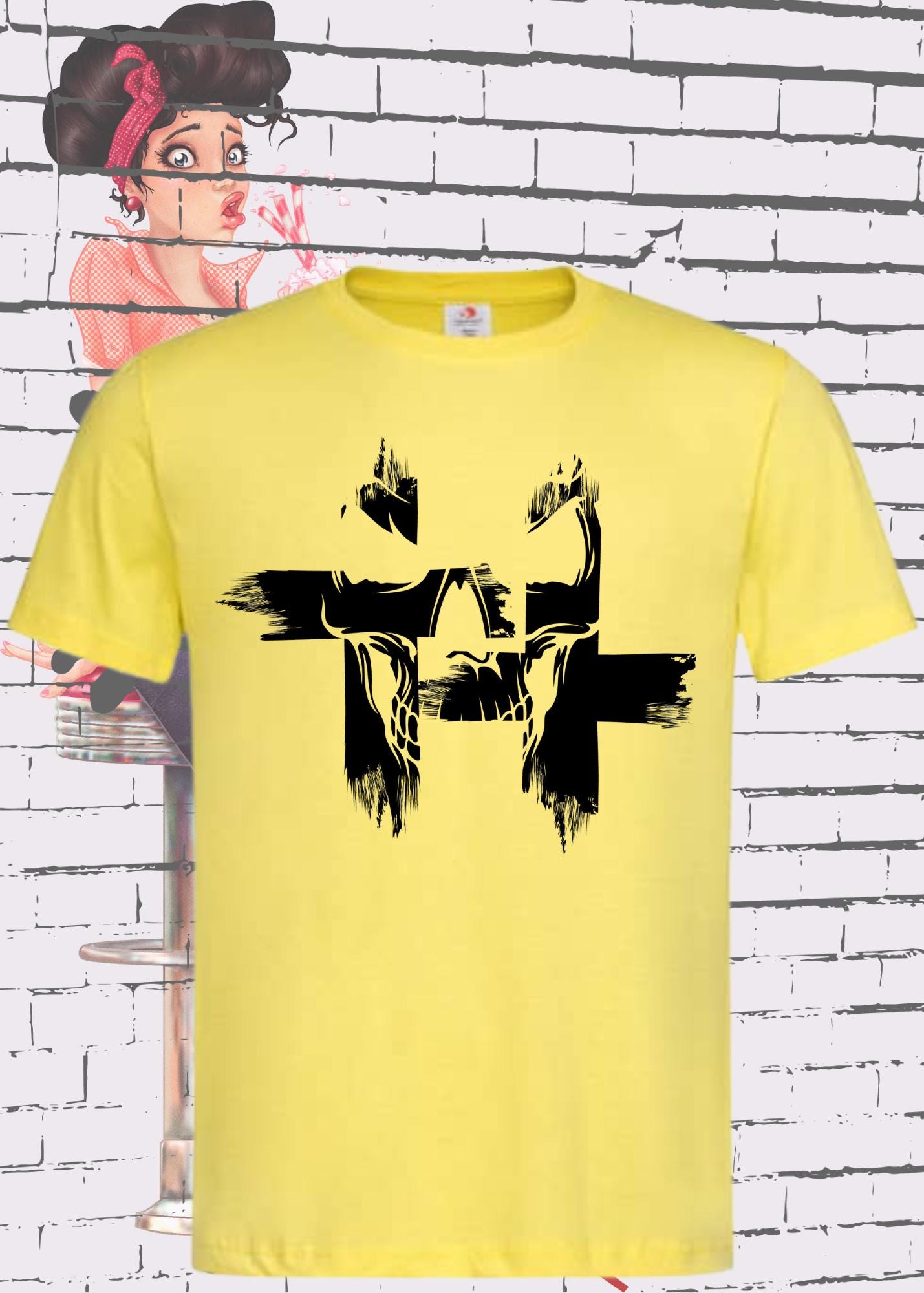 💀 T-Shirt Kreuz Skull Totenkopf ⚡ Gothic Geschenkidee Rock Metal Style
