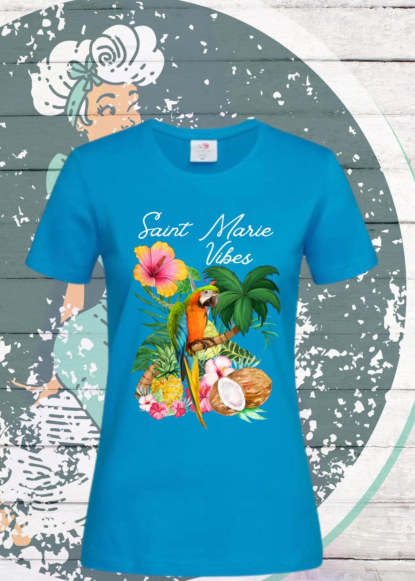 Damen T-Shirt Saint Marie Vibes 🏝️ Urlaub Shirt mit Spruch ✈️