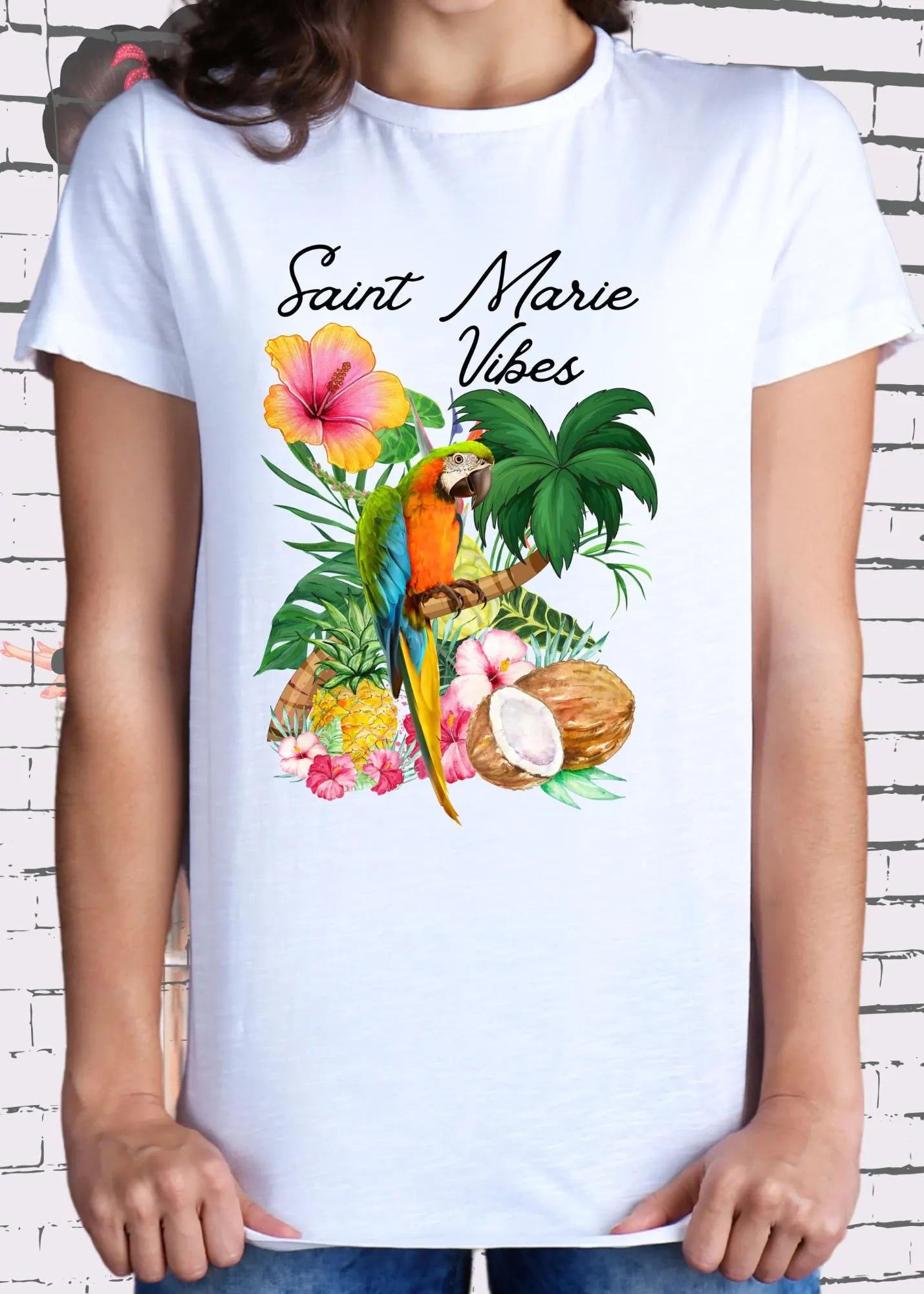 Damen T-Shirt Saint Marie Vibes 🏝️ Urlaub Shirt mit Spruch ✈️
