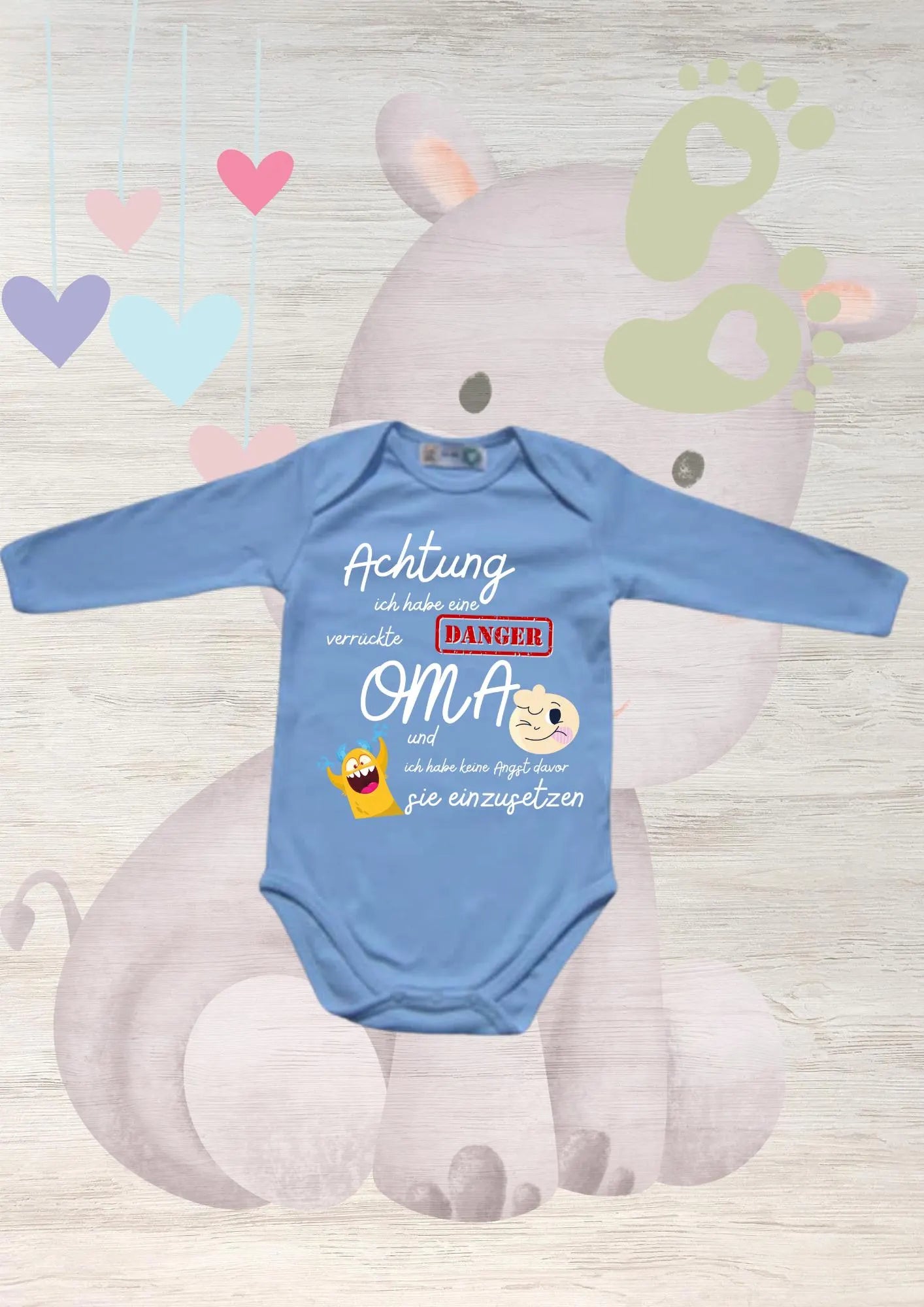 Baby Body 'Achtung verrückte Oma' - Lustiger Spruch | Geschenk Geburt & Geburtstag