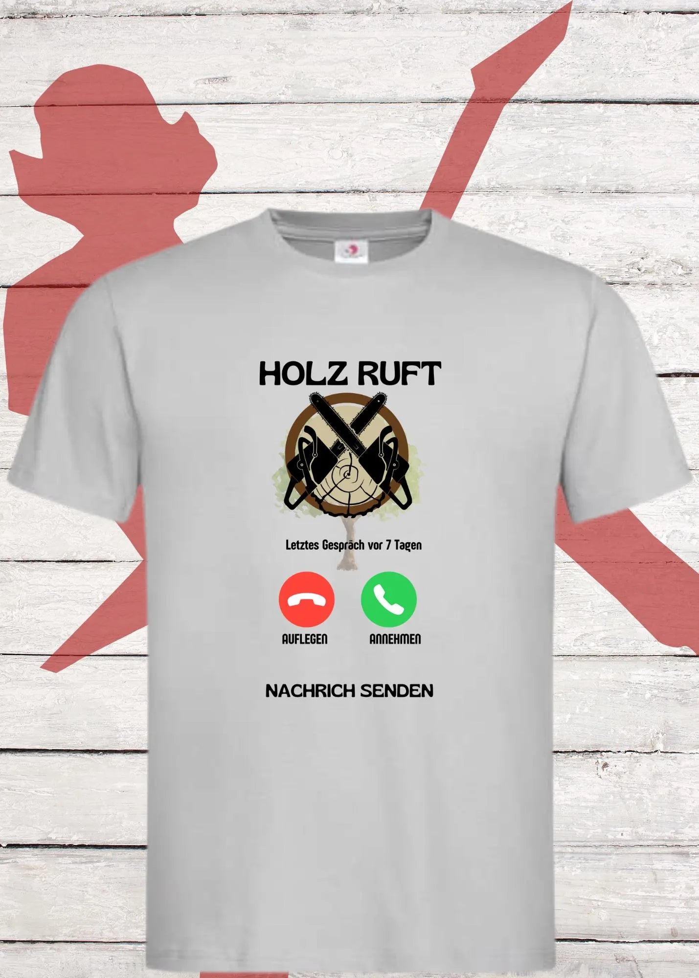 π²π± Lustiges Unisex T-Shirt - Holz Ruft Smartphone Call - Natur vs. Technik π