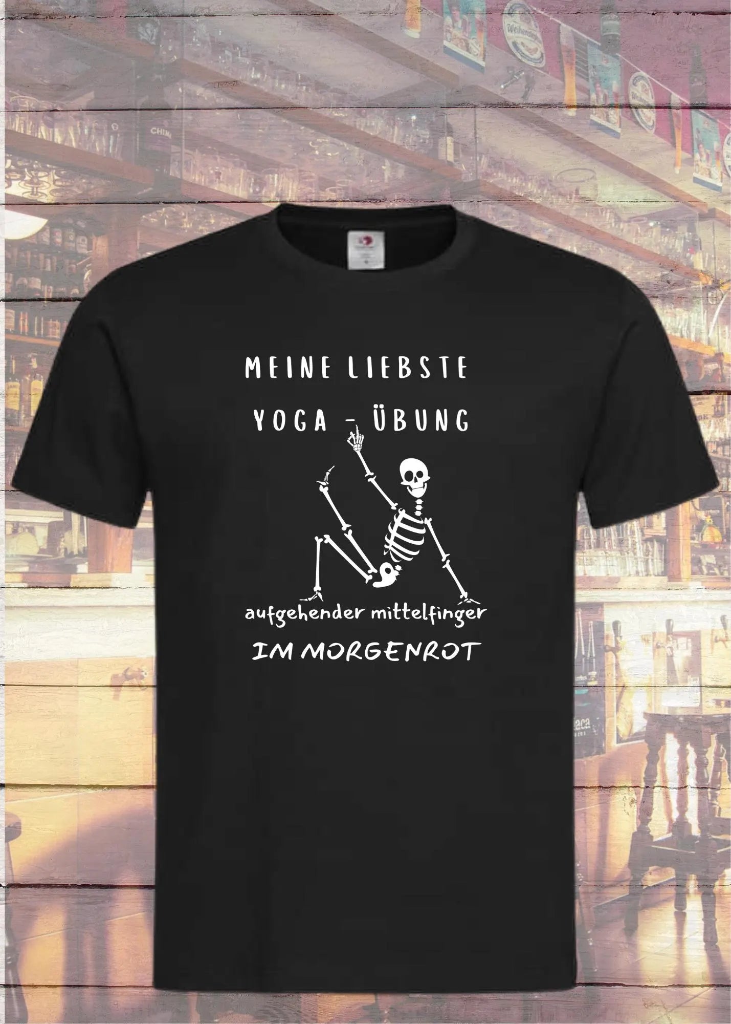 🧘♀️T Shirt Unisex Meine liebste Yoga Übung: Aufgehender Mittelfinger im Morgenrot 🖕