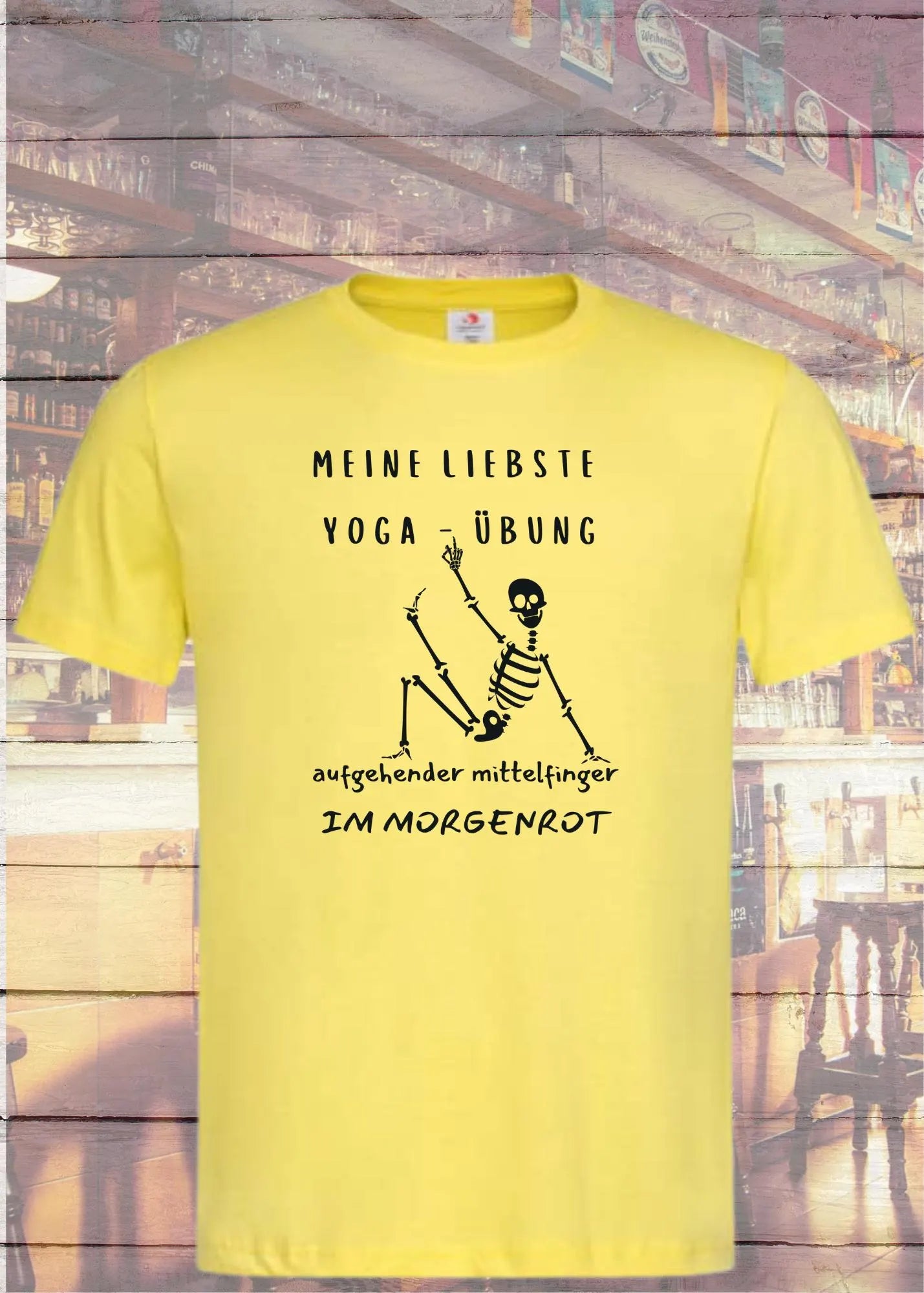 🧘♀️T Shirt Unisex Meine liebste Yoga Übung: Aufgehender Mittelfinger im Morgenrot 🖕