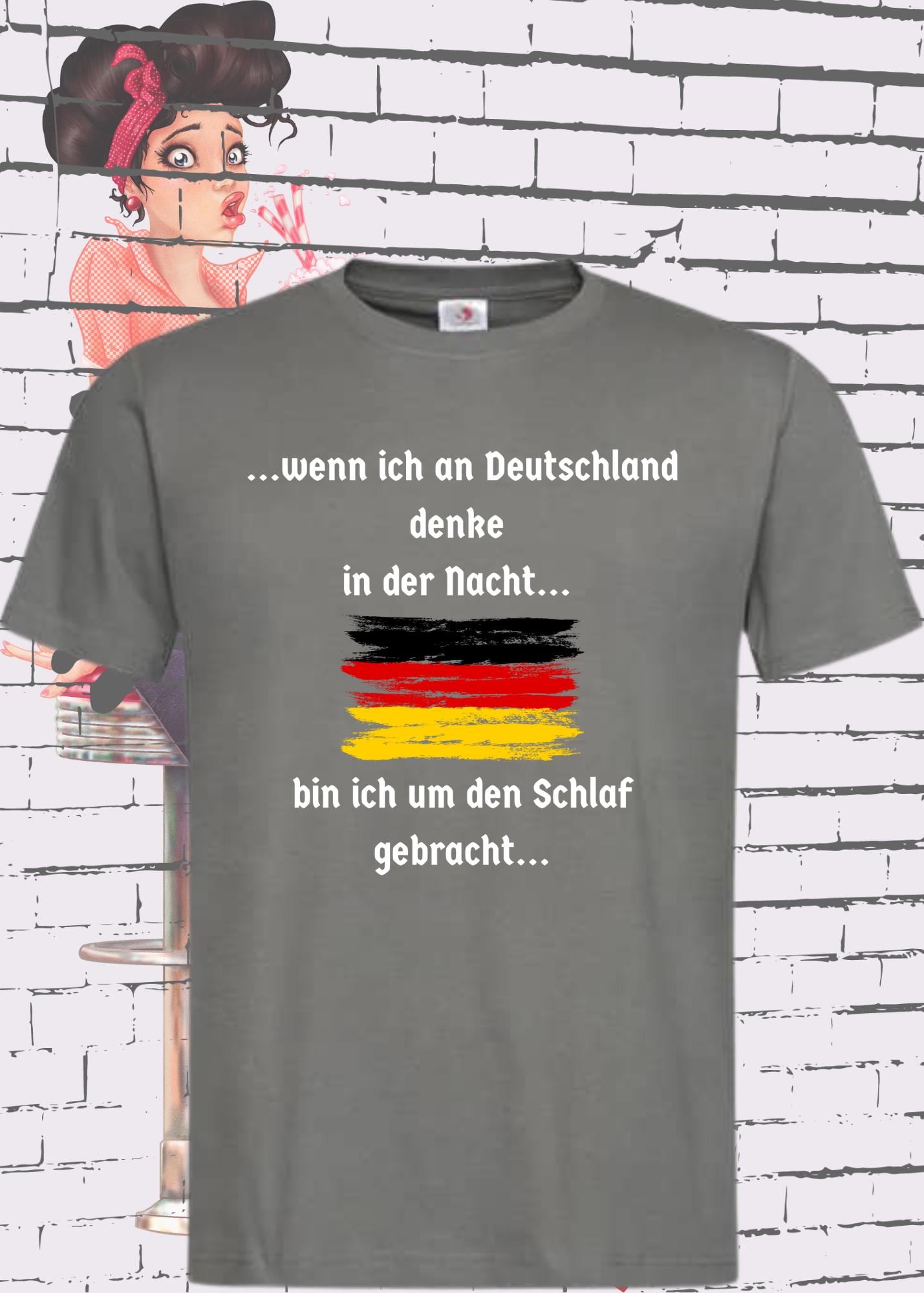 🇩🇪 T-Shirt Heinrich Heine Gedicht - Wenn ich an Deutschland denke - Literatur Geschenkidee