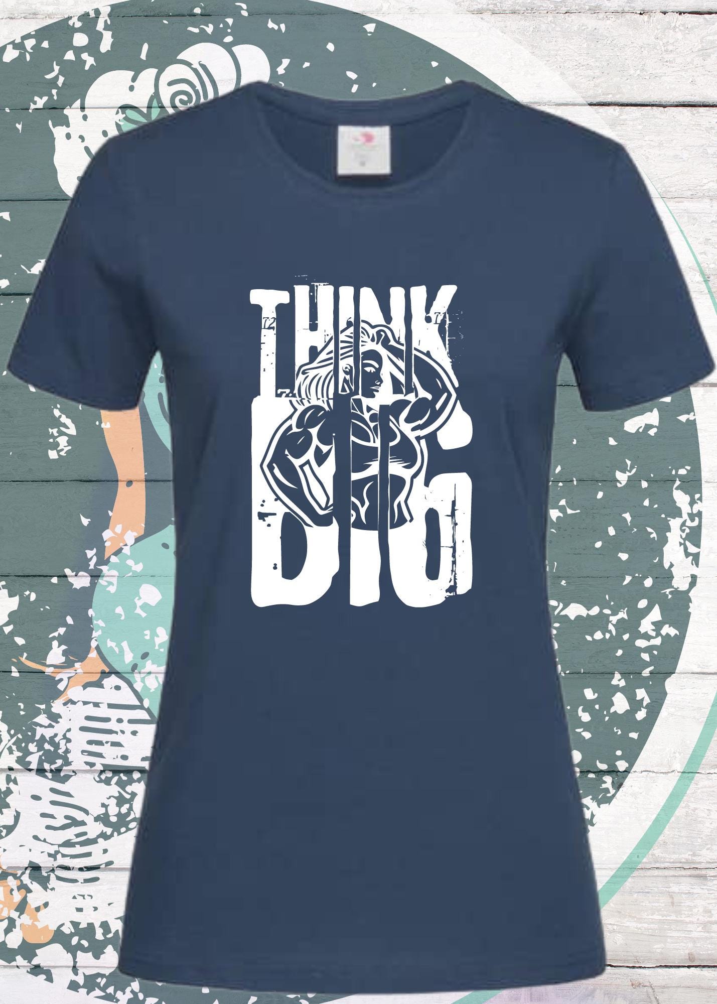 πͺ Damen T-Shirt Think Big π₯ Motivations-Shirt mit Spruch | Bodybuilder Geschenkidee π