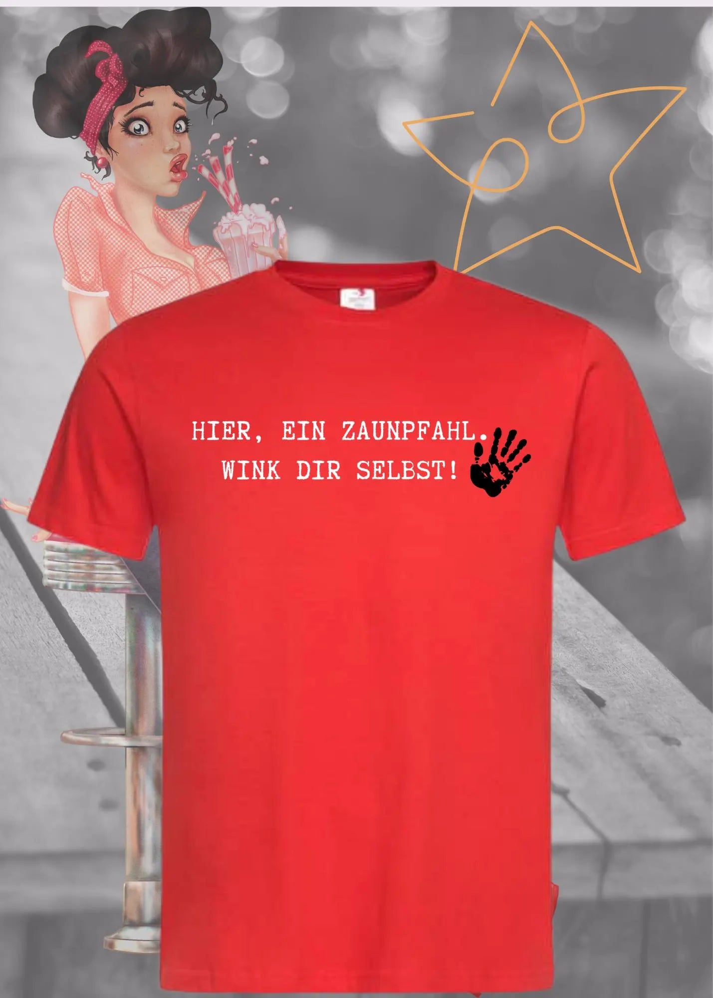 πͺ΅ Hier ein Zaunpfahl - wink Dir selbst! Witziges Spruch T-Shirt π