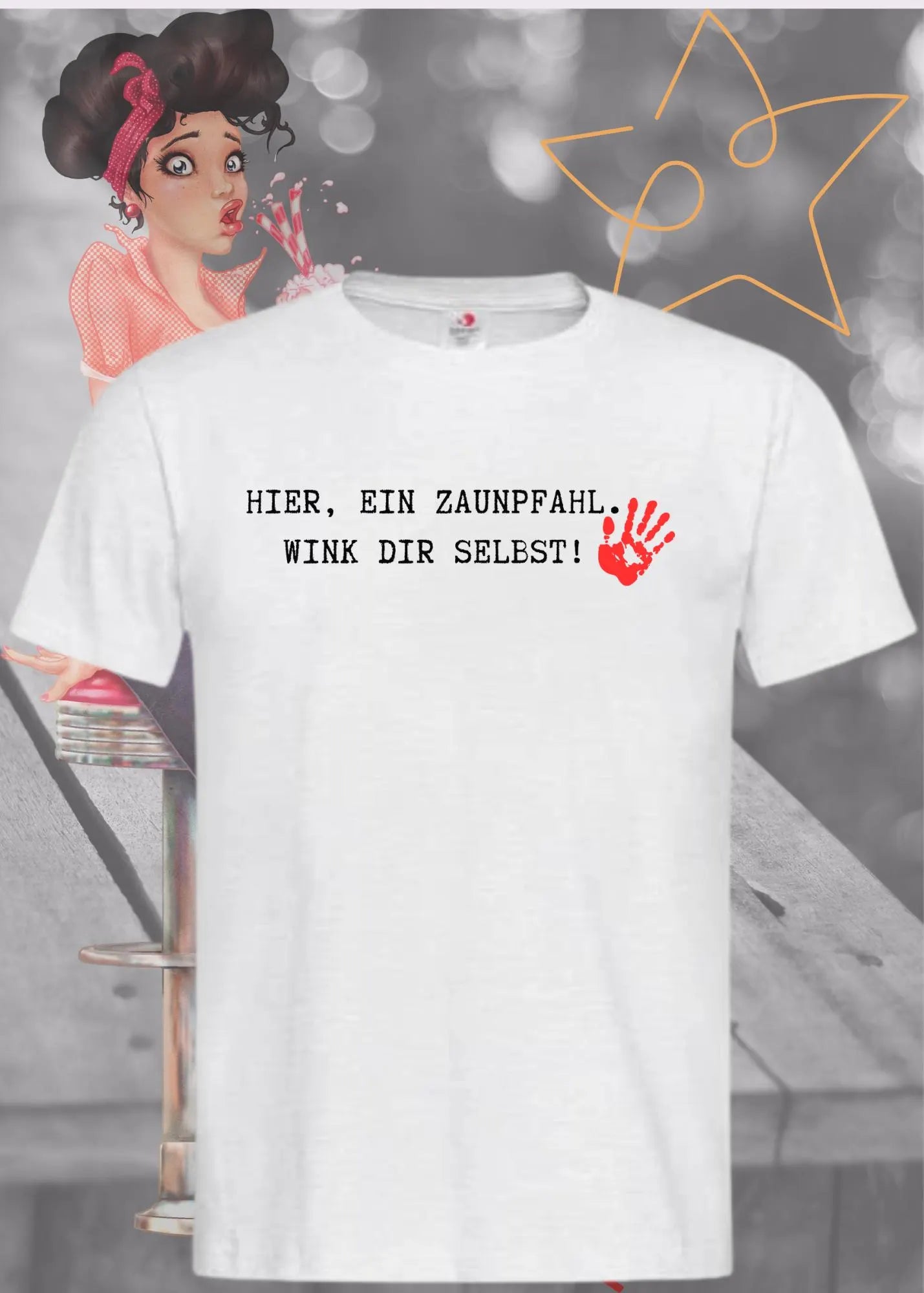 πͺ΅ Hier ein Zaunpfahl - wink Dir selbst! Witziges Spruch T-Shirt π