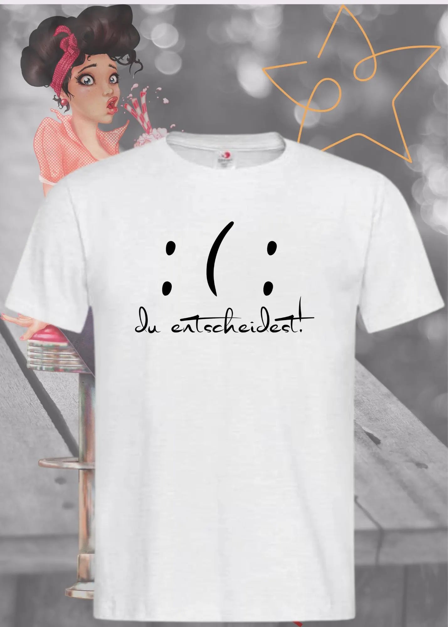 😇😈 T-Shirt 'Du entscheidest' - Witziges Spruch-Shirt mit gutem & bösem Smiley 🎭
