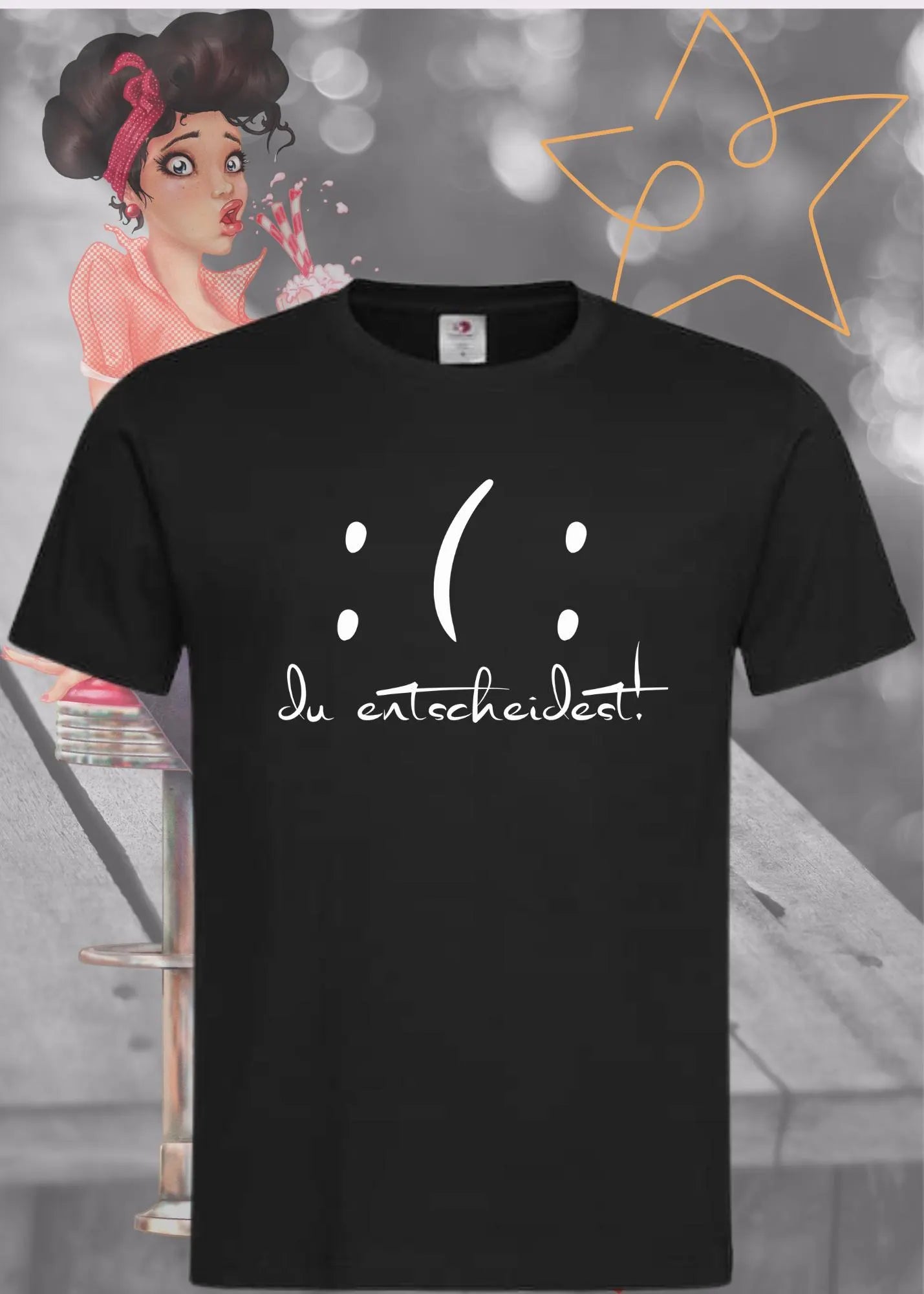 😇😈 T-Shirt 'Du entscheidest' - Witziges Spruch-Shirt mit gutem & bösem Smiley 🎭