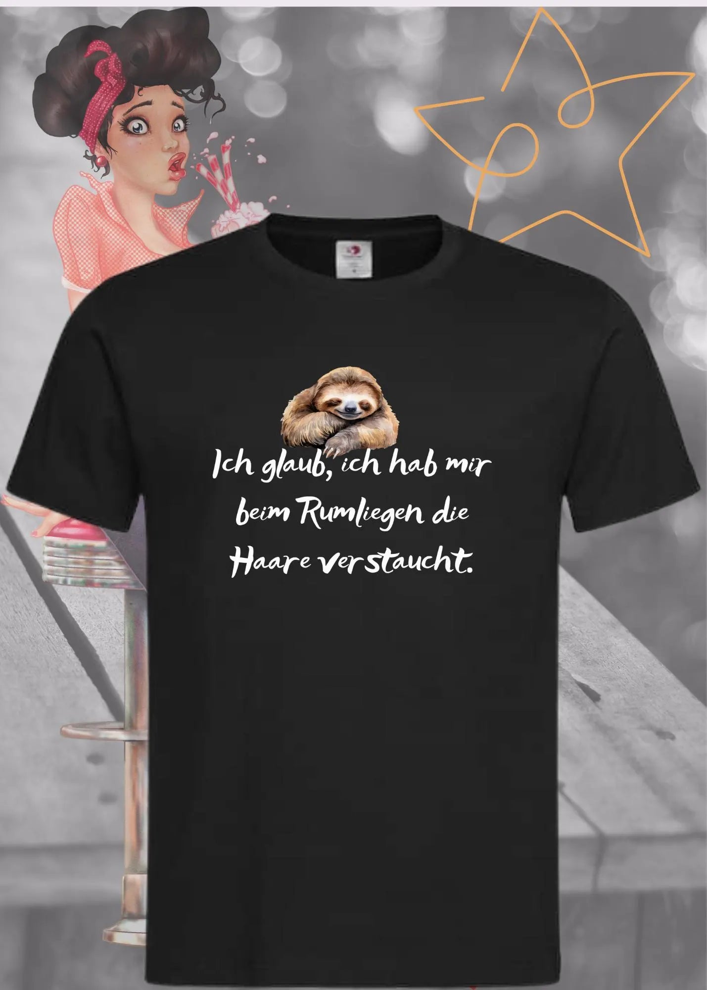 🦥 T-Shirt 'Ich glaube ich hab mir beim Rumliegen die Haare verstaucht' 😴 - Witziges Faultier-Shirt 😂
