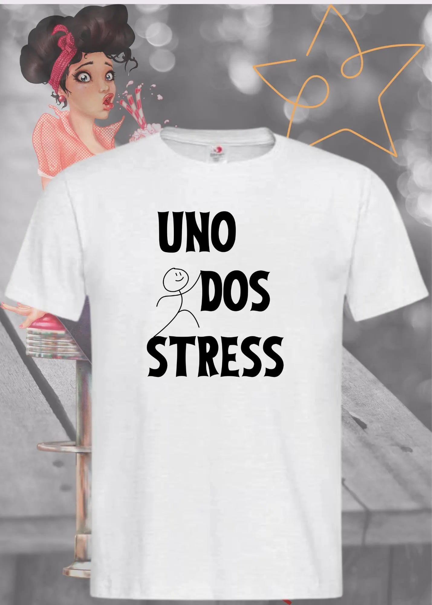 😌 Unisex T-Shirt 'Uno Dos Stress' - Anti-Stress Humor für Entspannte 🧘♀️