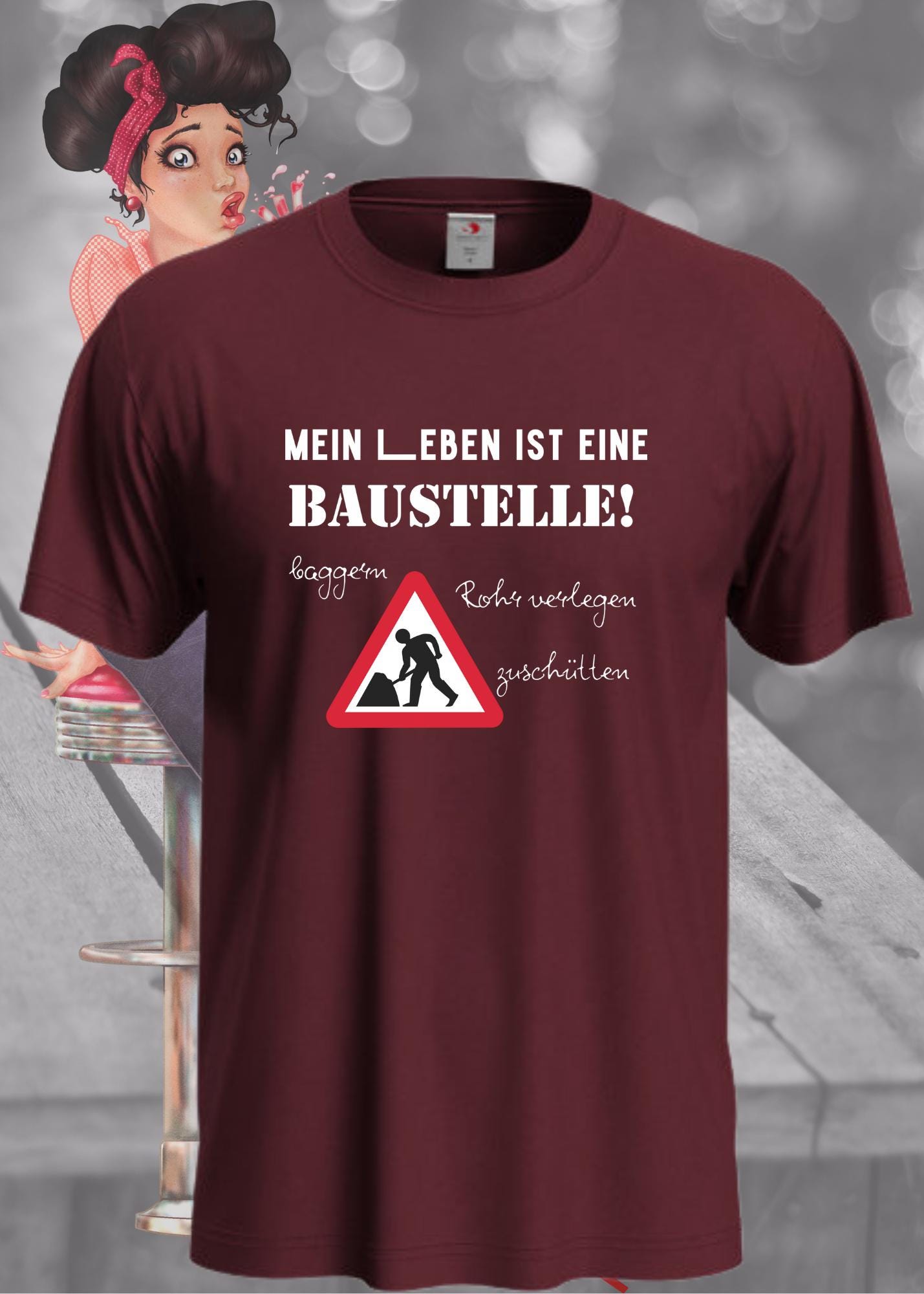🚧 Herren T-Shirt Mein Leben ist eine Baustelle: baggern, rohr verlegen, zuschütten 🏗️ Geschenkidee T-Shirt 🎁 Lustige Sprüche 😂 Witziges T-Shirt 👷♂️