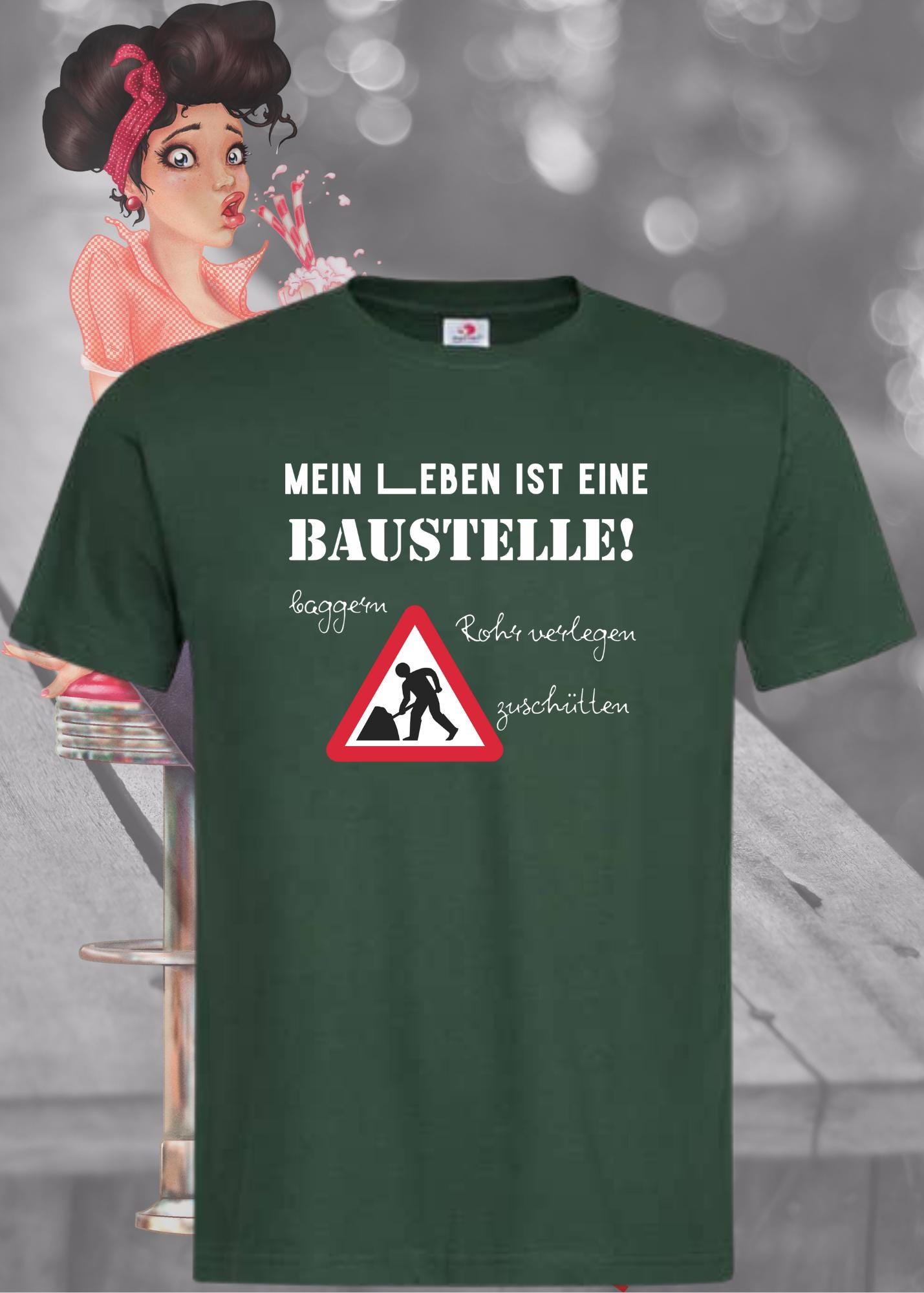 🚧 Herren T-Shirt Mein Leben ist eine Baustelle: baggern, rohr verlegen, zuschütten 🏗️ Geschenkidee T-Shirt 🎁 Lustige Sprüche 😂 Witziges T-Shirt 👷♂️