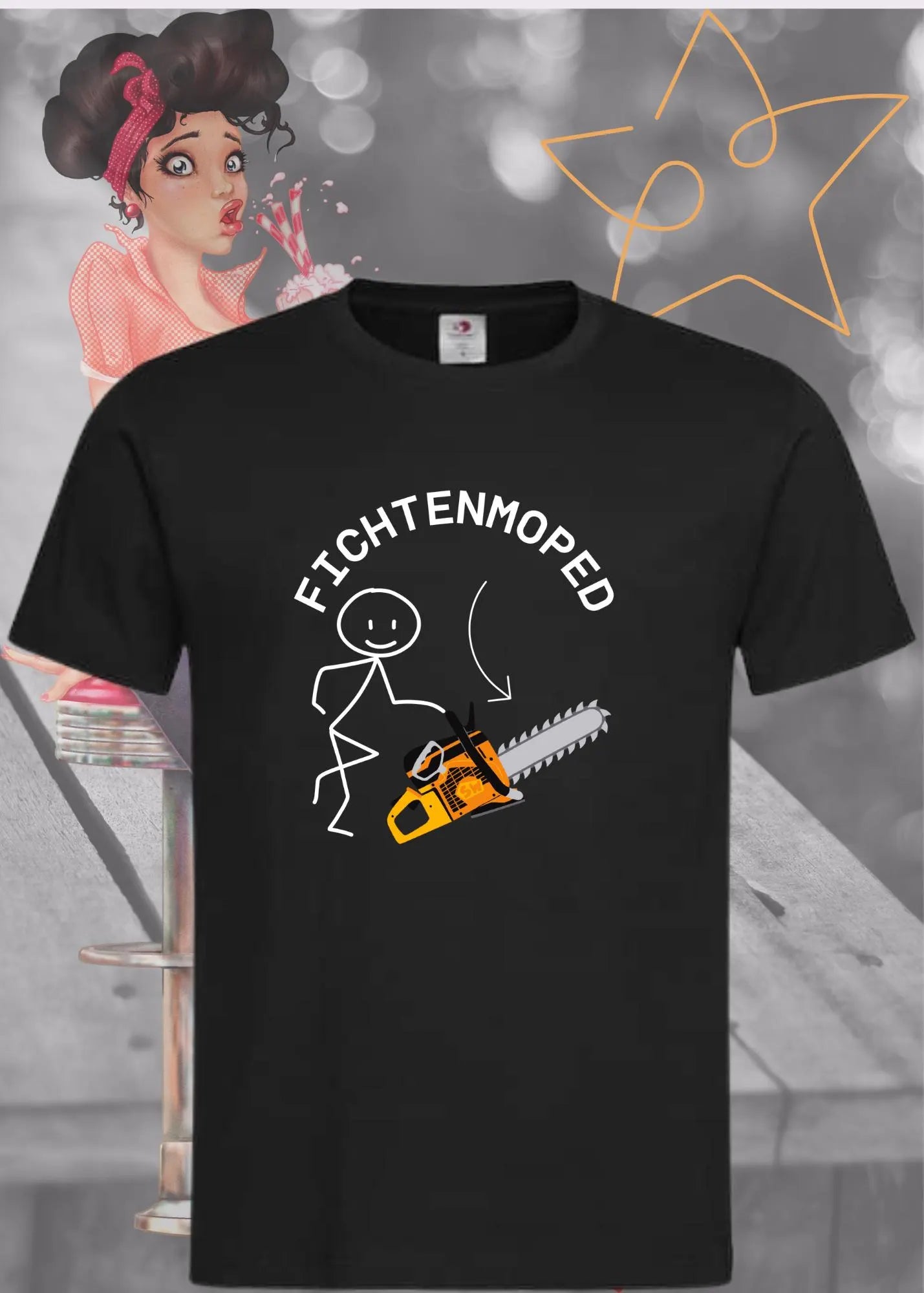 🪚 Fichtenmoped Kettensäge T-Shirt - Holzfäller Humor & Waldarbeit 🌲