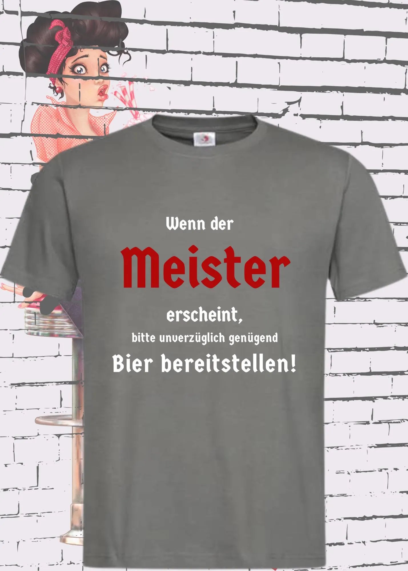 Meister T-Shirt 'Wenn der Meister erscheint, Bier bereitstellen' | Lustiger Spruch