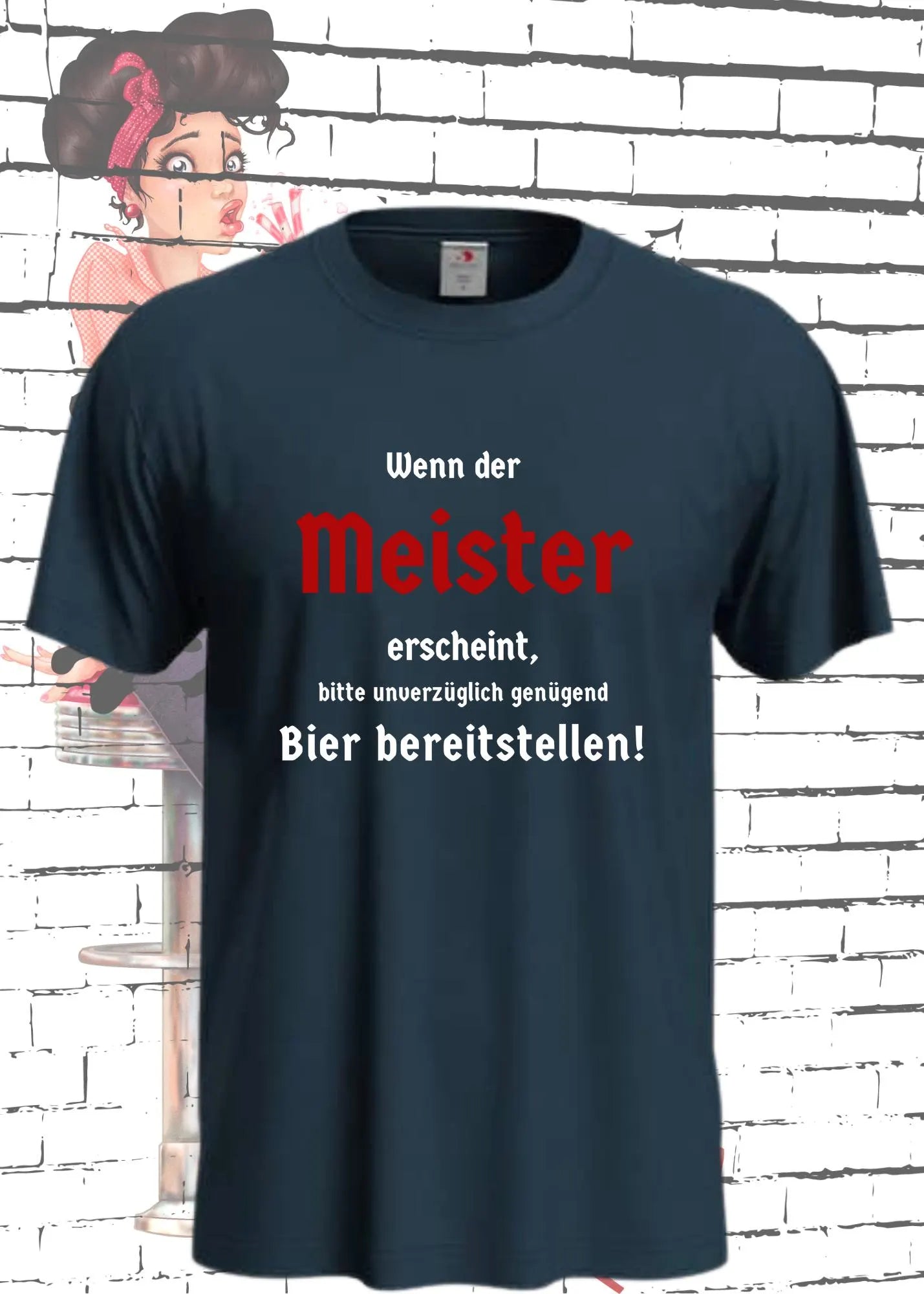 Meister T-Shirt 'Wenn der Meister erscheint, Bier bereitstellen' | Lustiger Spruch