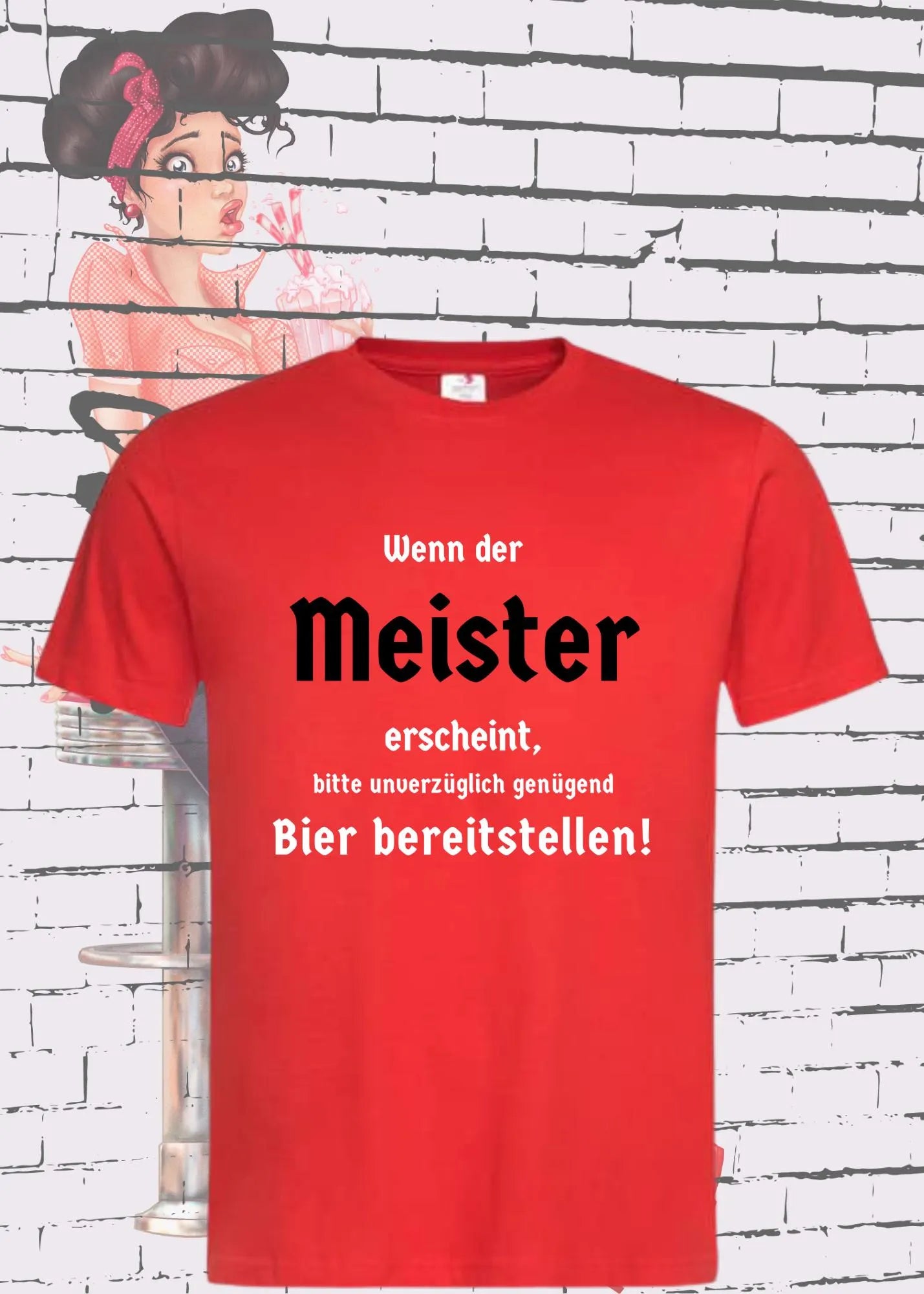 Meister T-Shirt 'Wenn der Meister erscheint, Bier bereitstellen' | Lustiger Spruch