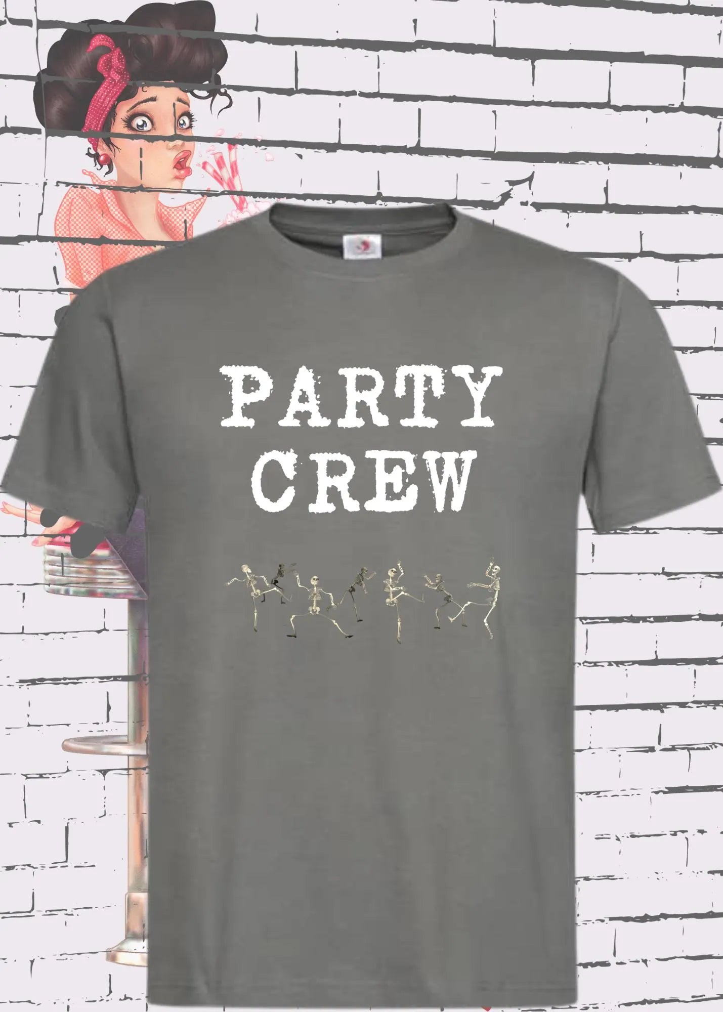 💀 T-Shirt 'Party Crew' 🎉 - Witziges Skelett-Shirt für Partylöwen 😂