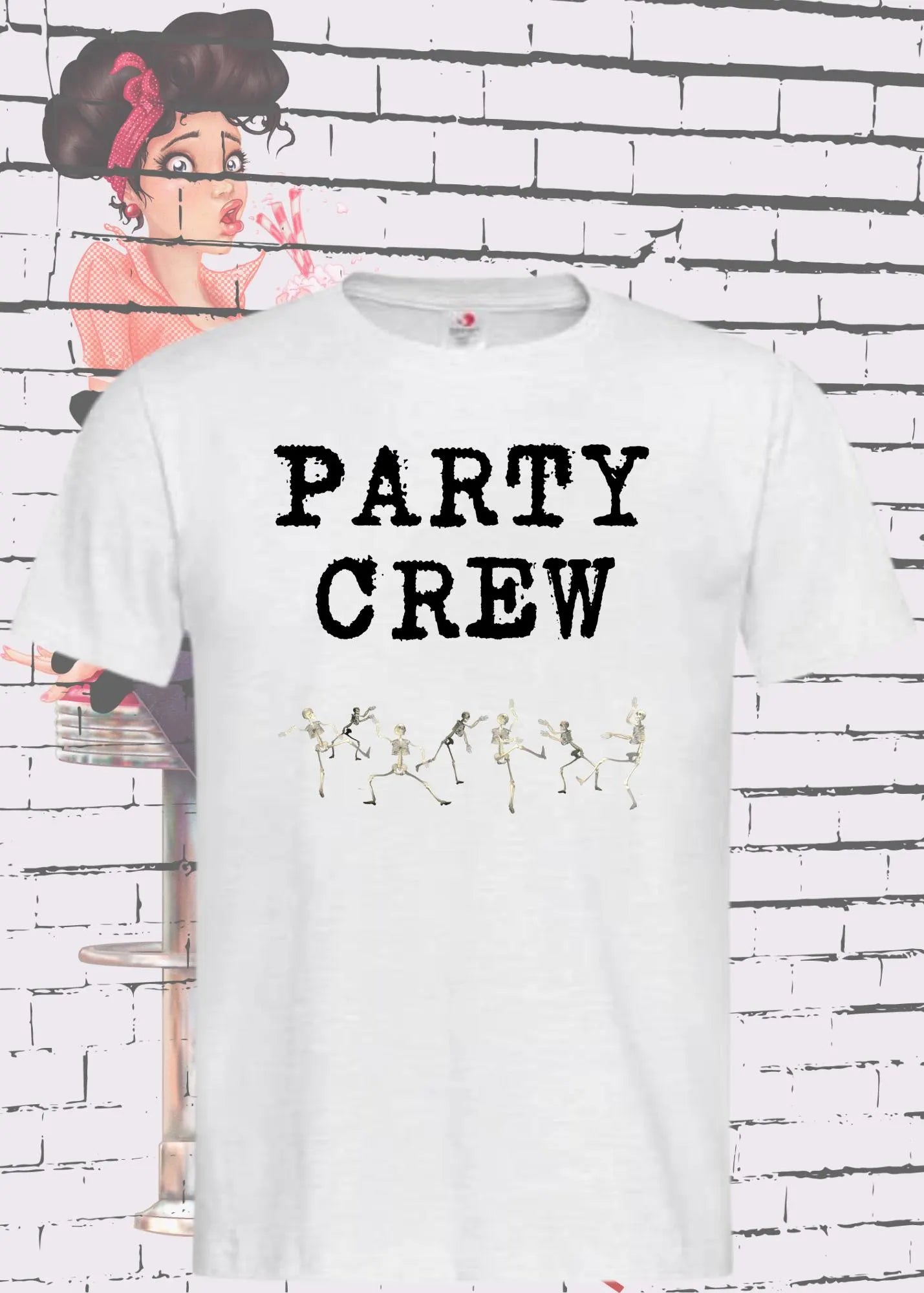 💀 T-Shirt 'Party Crew' 🎉 - Witziges Skelett-Shirt für Partylöwen 😂