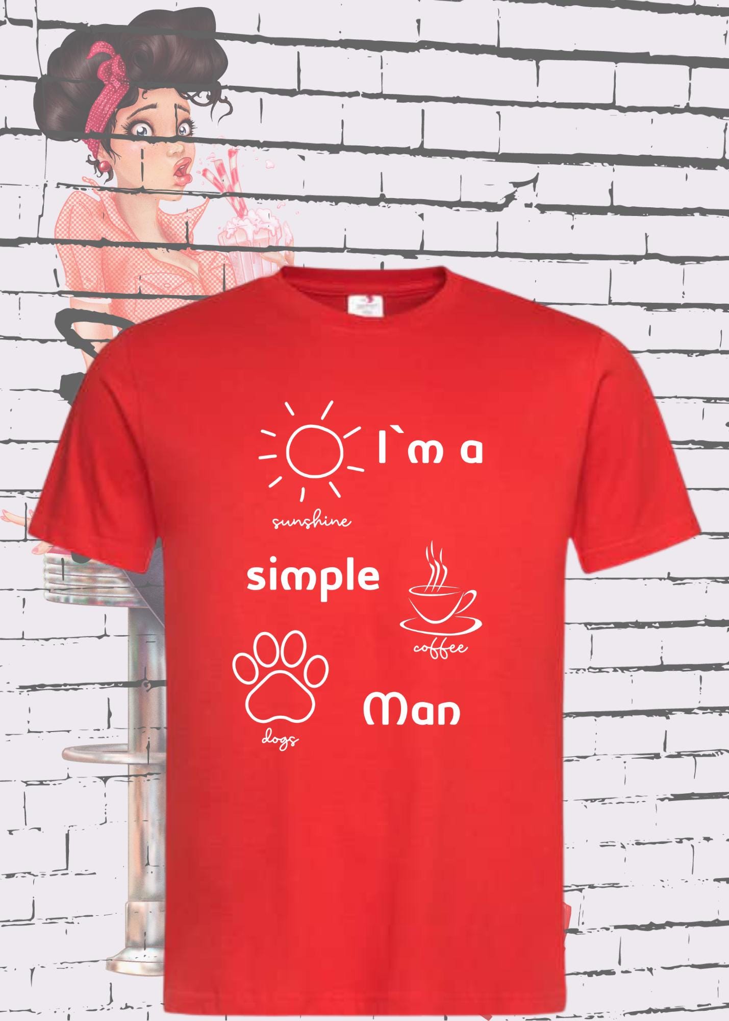 π¨ Herren T-Shirt I'm a simple Man β Kaffee Sonnenschein Hunde π Witziges Statement Shirt π Lustiges Geschenk π