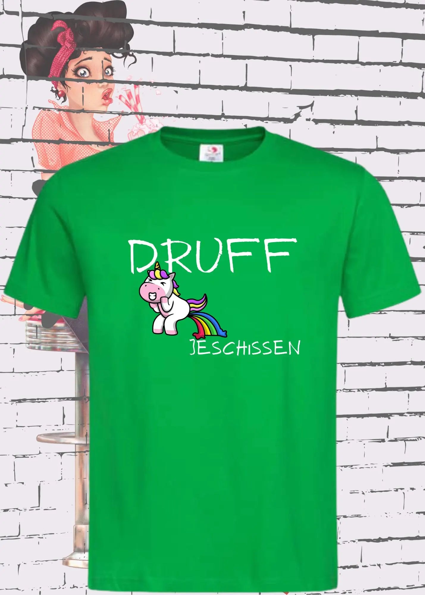 🦄 T-Shirt Druff jeschissen Einhorn - Lustige Sprüche Geschenkidee Geburtstag Freizeit Unisex