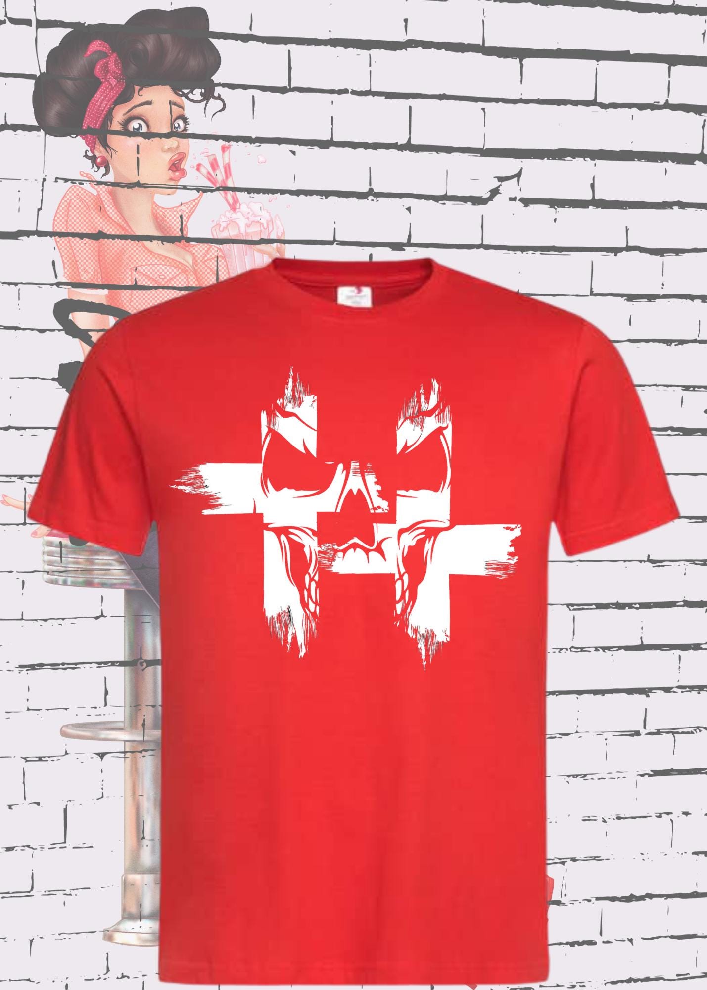 💀 T-Shirt Kreuz Skull Totenkopf ⚡ Gothic Geschenkidee Rock Metal Style