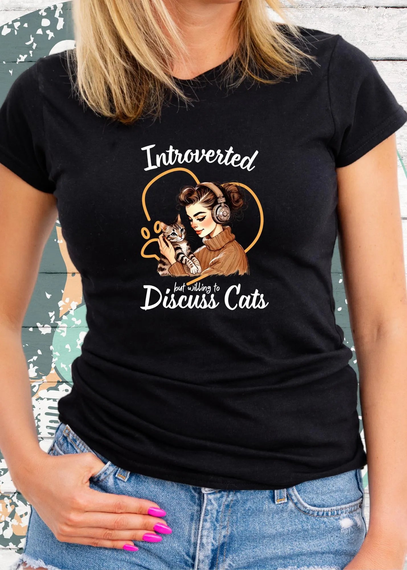 π± Damen T-Shirt Introverted but willing to discuss cats - Katzenliebe Shirt π