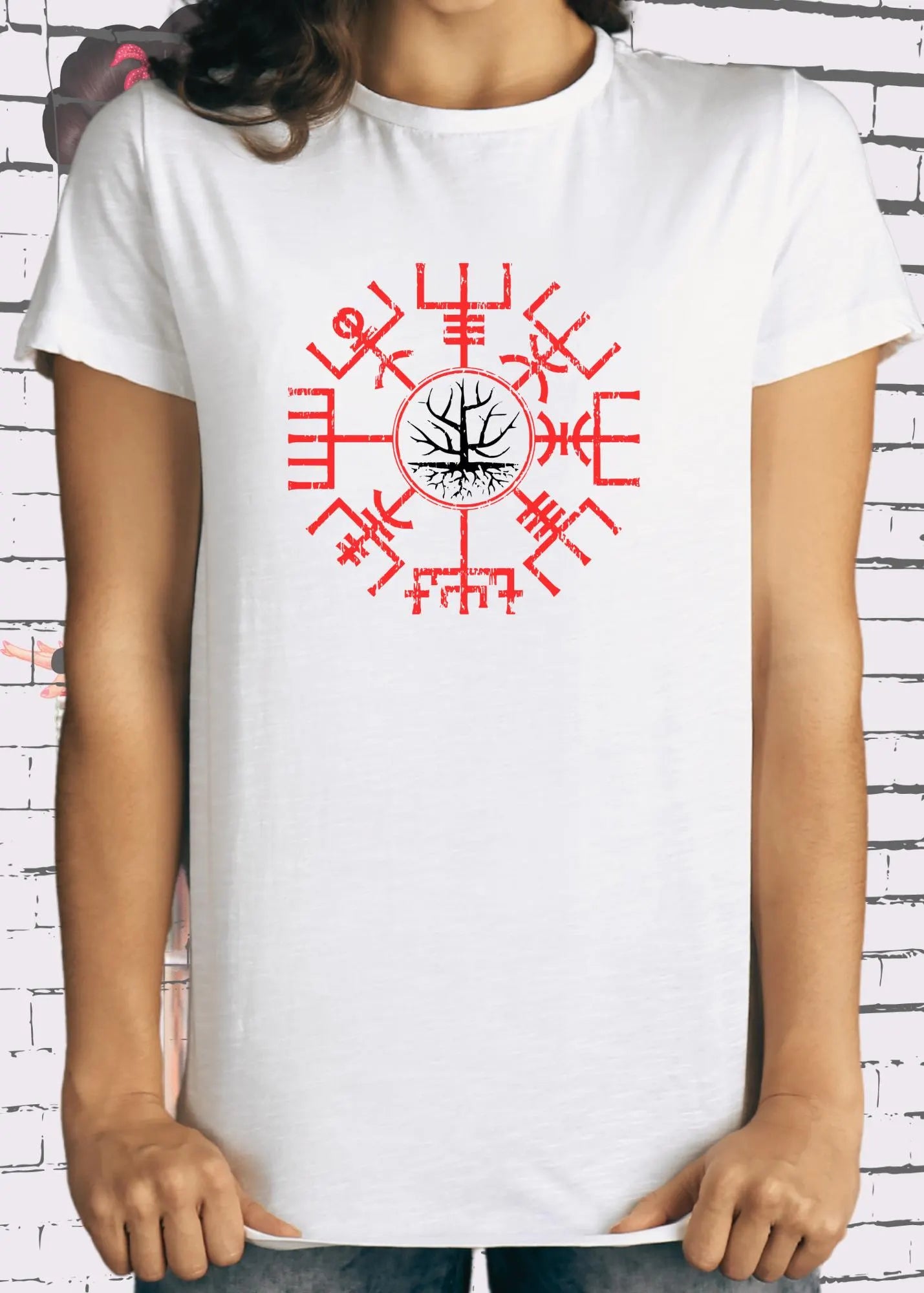 ⚔️ Unisex T-Shirt Wikinger Kompass Vegvisir - Nordisches Schutz-Symbol 🧭