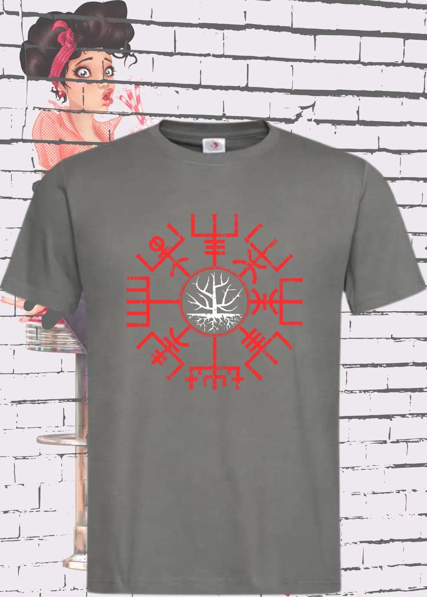 ⚔️ Unisex T-Shirt Wikinger Kompass Vegvisir - Nordisches Schutz-Symbol 🧭