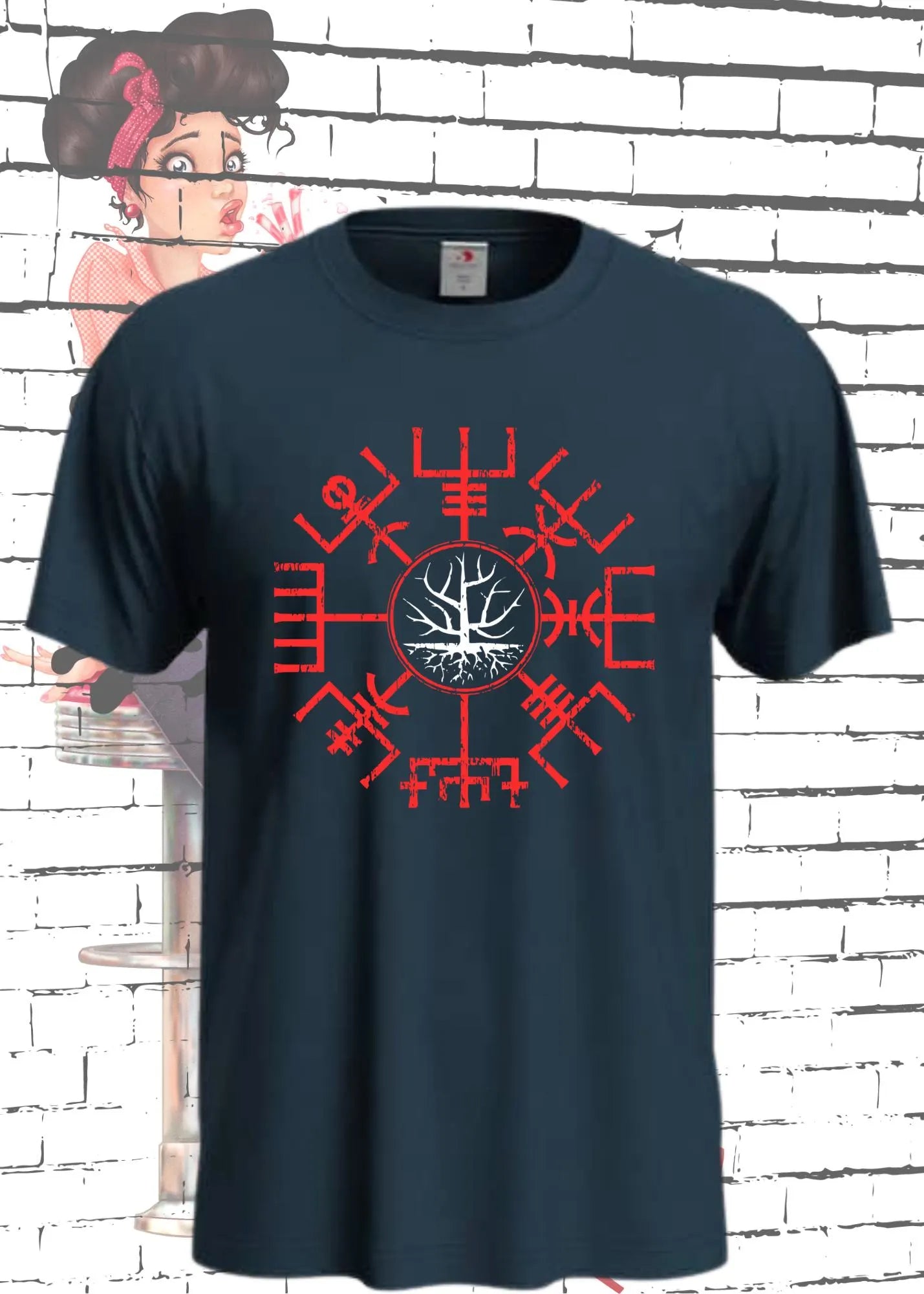 ⚔️ Unisex T-Shirt Wikinger Kompass Vegvisir - Nordisches Schutz-Symbol 🧭