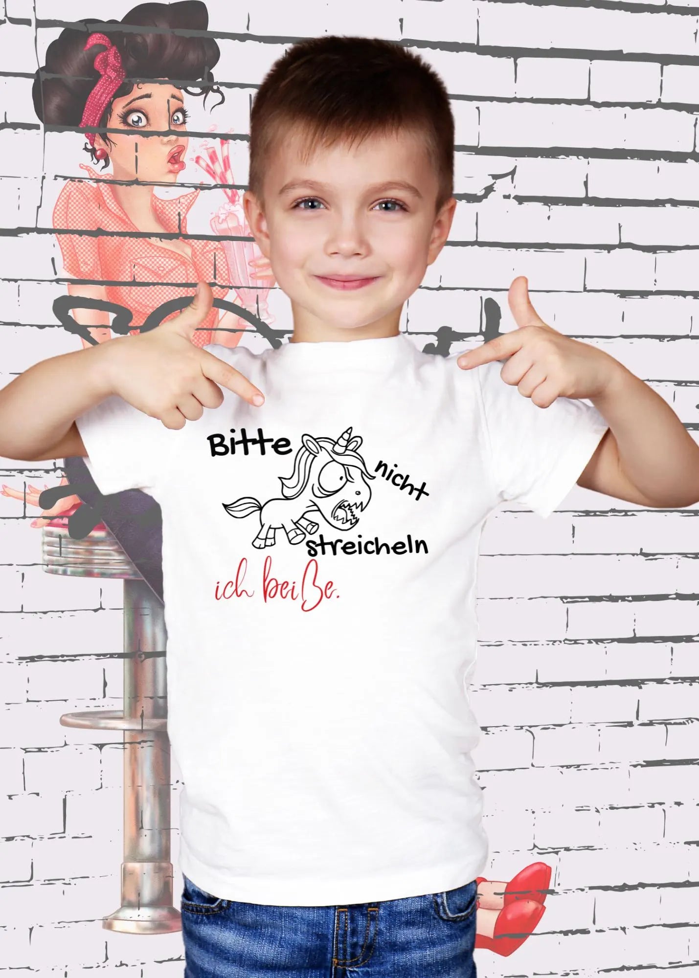 ๐ฆ Kinder T-Shirt Einhorn bitte nicht streicheln, ich beiรe ๐ Witziges Kids T-Shirt ๐ Geschenkidee ๐