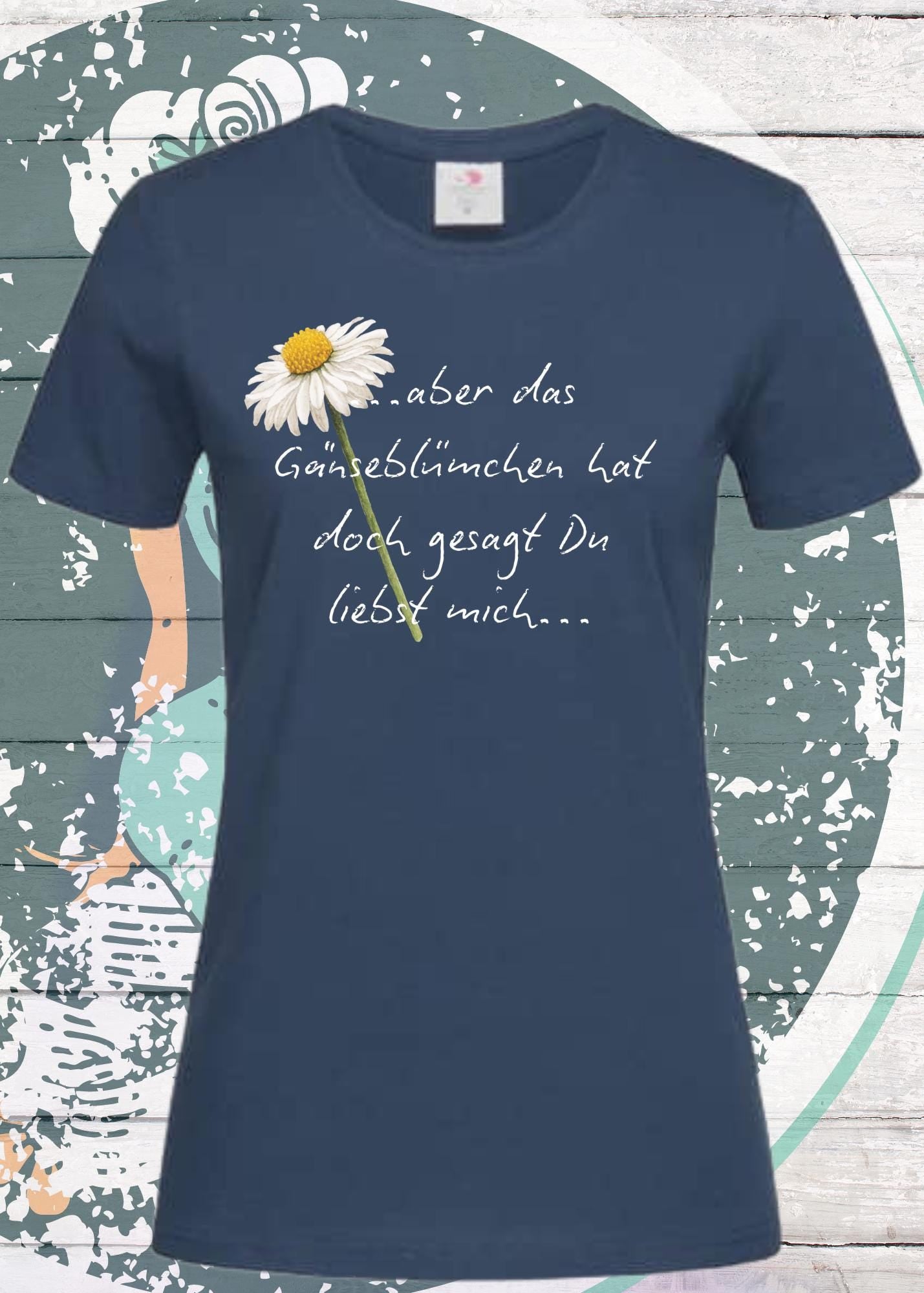 🌼 Gänseblümchen T-Shirt 'Du liebst mich' - Romantisches Damen Shirt 💕