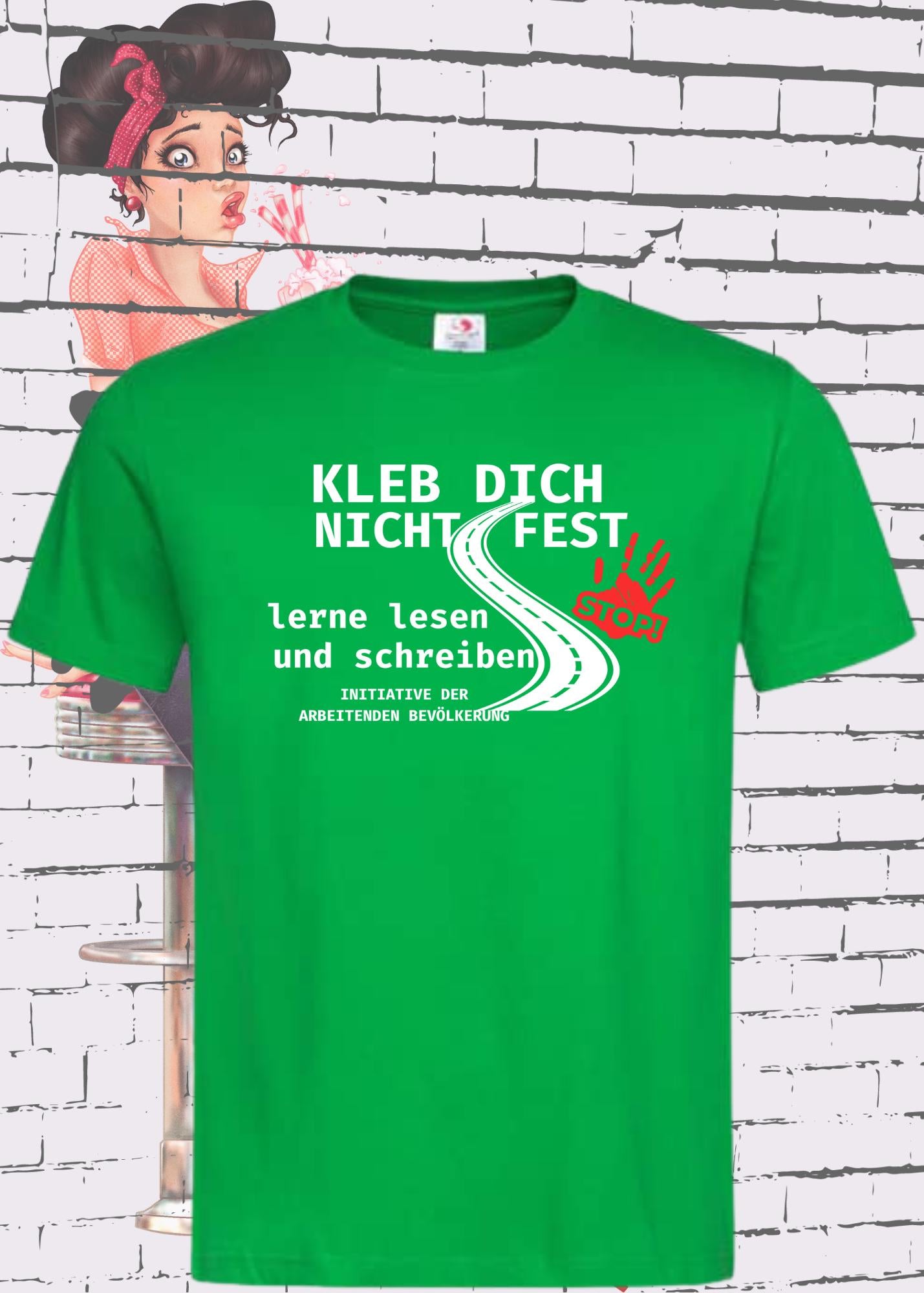 π T-Shirt 'Kleb Dich nicht fest, lerne lesen und schreiben' - Lustiges Spruch-Shirt Unisex π