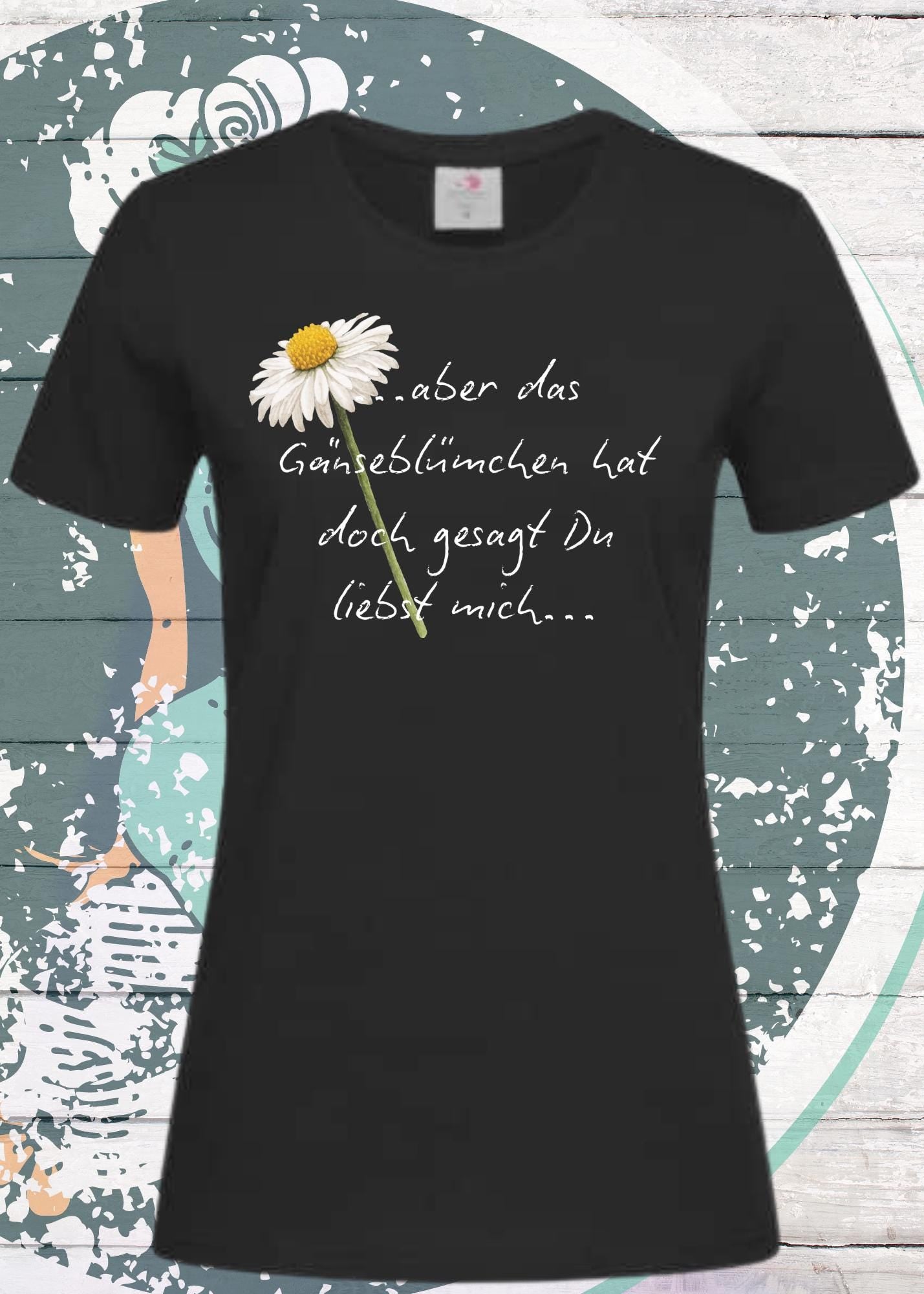 🌼 Gänseblümchen T-Shirt 'Du liebst mich' - Romantisches Damen Shirt 💕