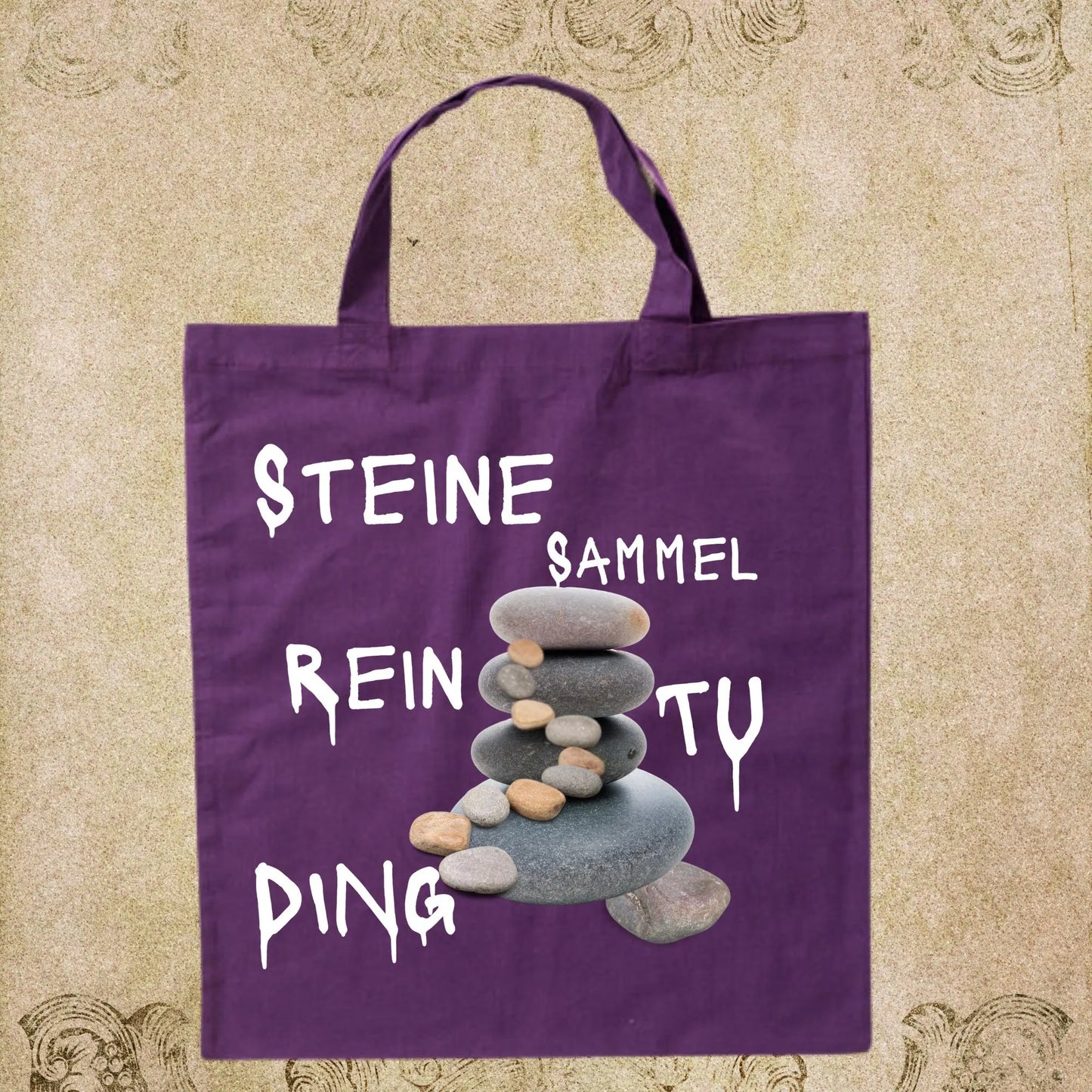 🪨 Steine Sammel Rein Tu Ding! - Baumwolltasche für Steinesammler 38x42cm ✨