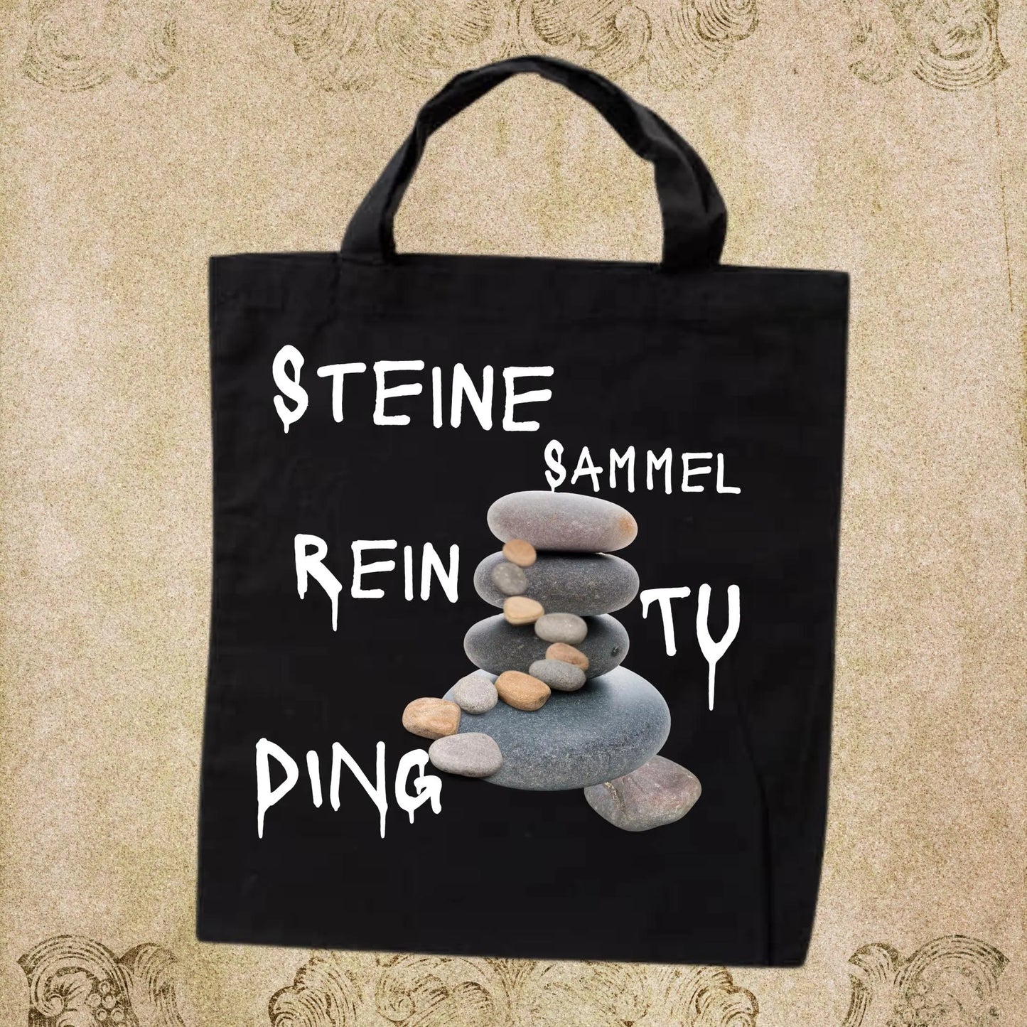 🪨 Steine Sammel Rein Tu Ding! - Baumwolltasche für Steinesammler 38x42cm ✨