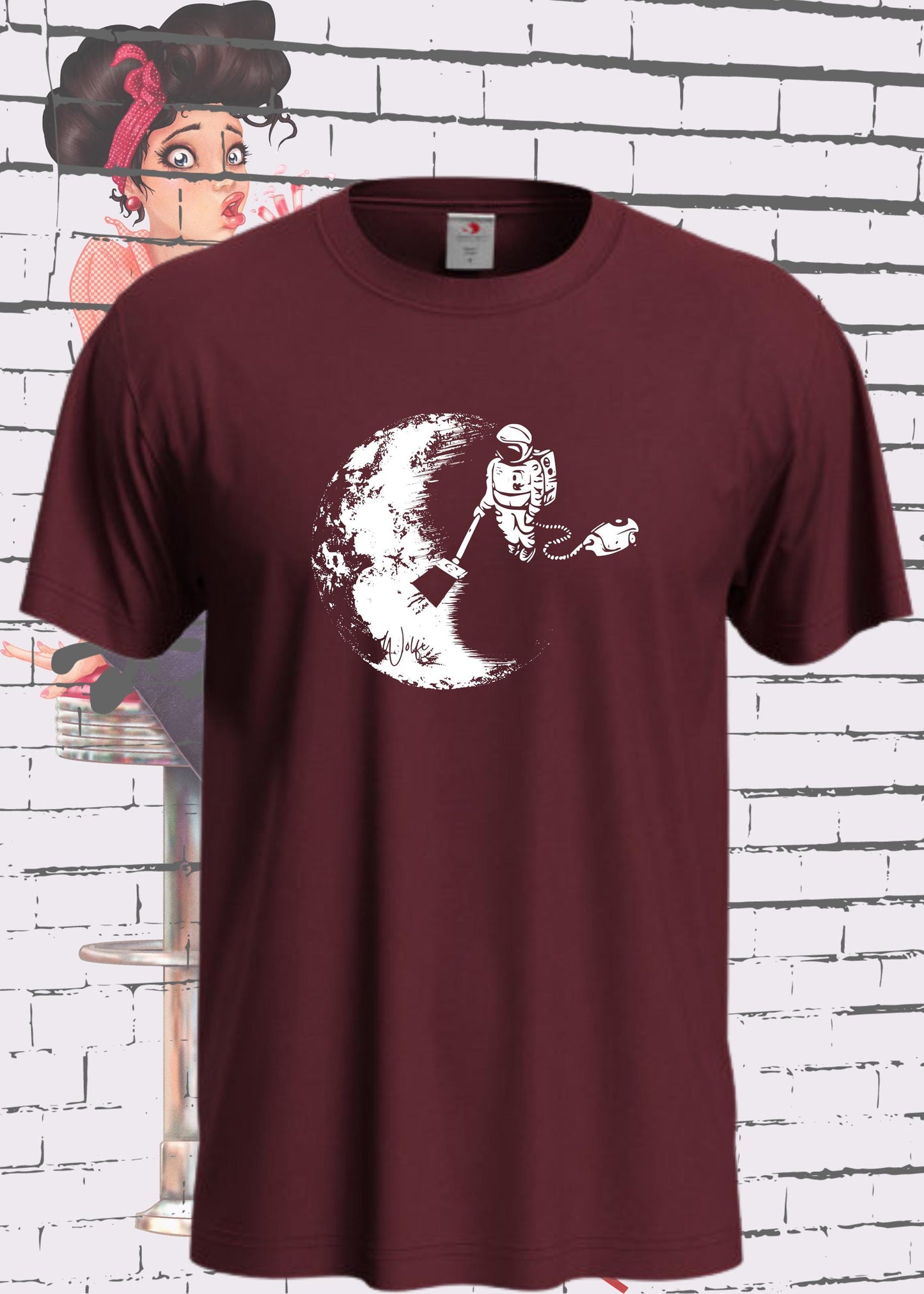 π T-Shirt Mond mit Astronaut der Mond mit Staubsauger Staub saugt π Personalisierbar Witziges T-Shirt π Geschenkidee Lustiges Unisex T-Shirt β¨