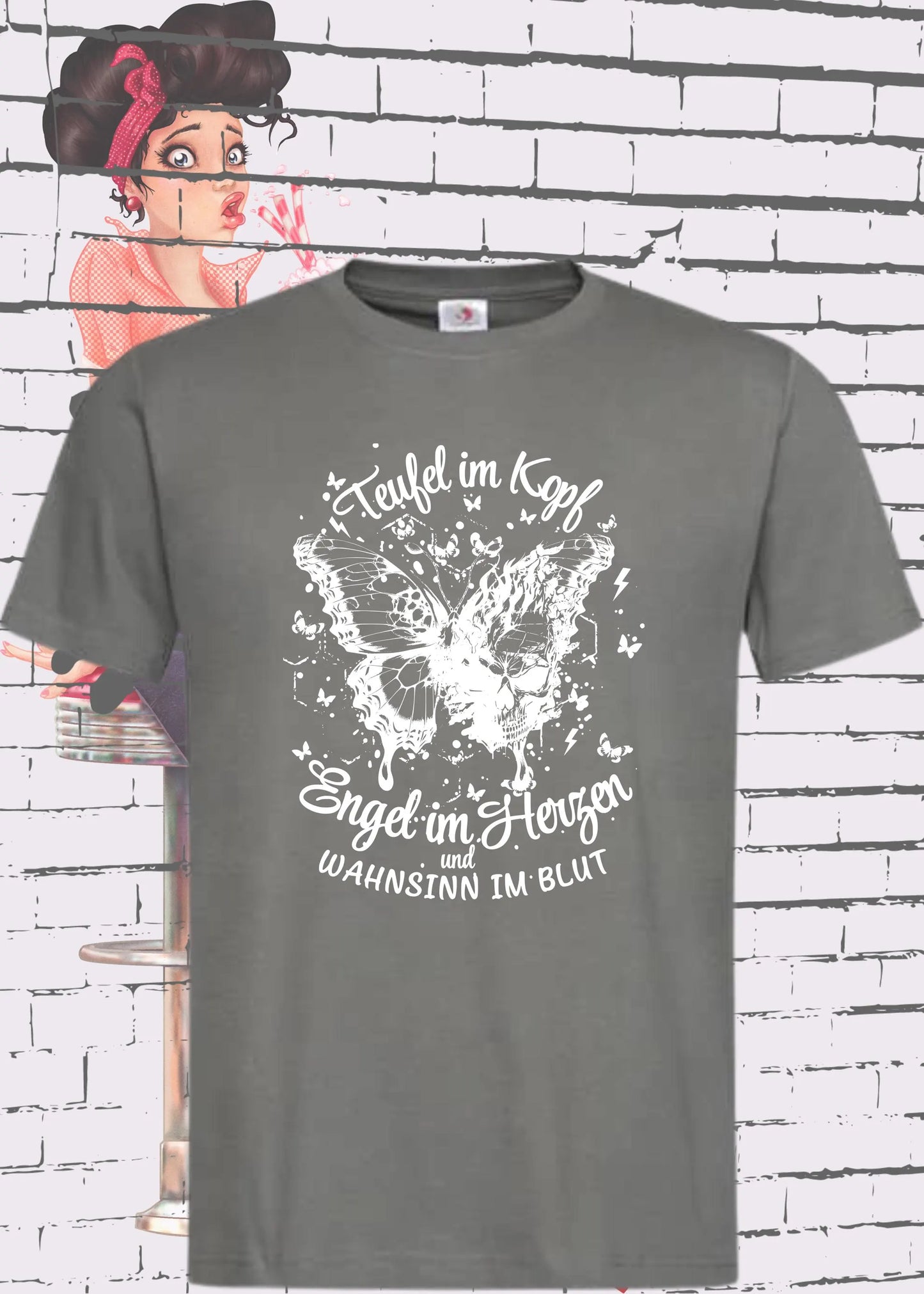 π T-Shirt Teufel im Kopf Engel im Herzen π Witziges T-Shirt mit Spruch π Geschenkidee Unisex π