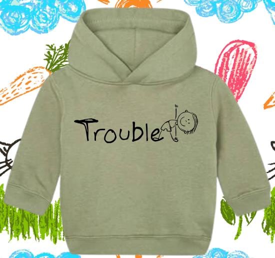 👶 Baby Hoodie 'Trouble' für Jungs 6-24 Monate 💙 Geschenkidee Babyboy Kapuzenpulli