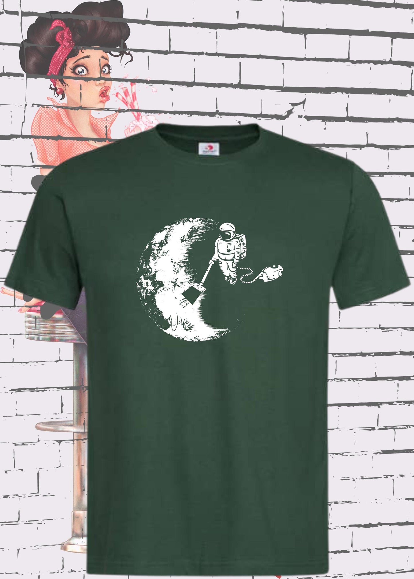 π T-Shirt Mond mit Astronaut der Mond mit Staubsauger Staub saugt π Personalisierbar Witziges T-Shirt π Geschenkidee Lustiges Unisex T-Shirt β¨