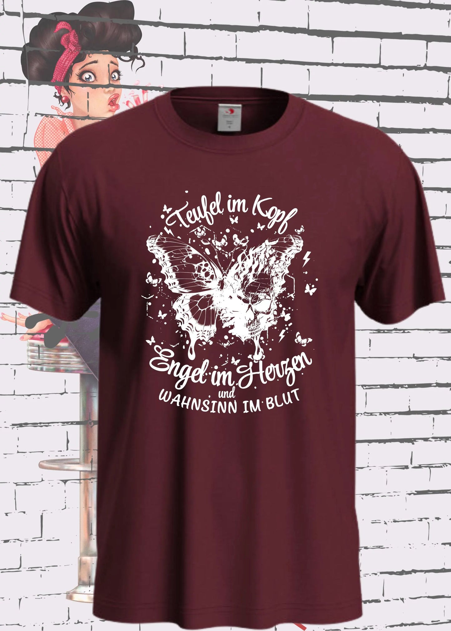 π T-Shirt Teufel im Kopf Engel im Herzen π Witziges T-Shirt mit Spruch π Geschenkidee Unisex π