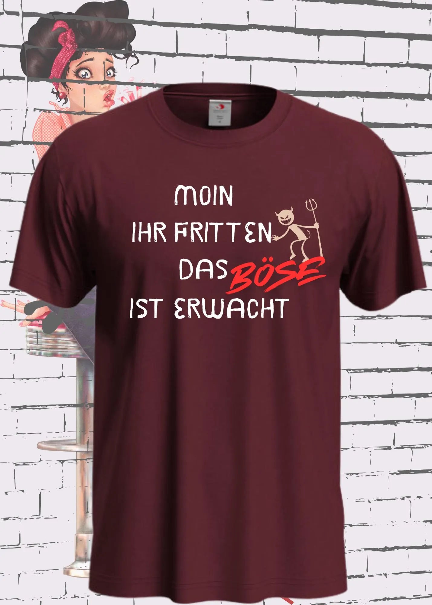 Unisex T-Shirt 'Moin Ihr Fritten das Böse ist erwacht' - Witziger Spruch